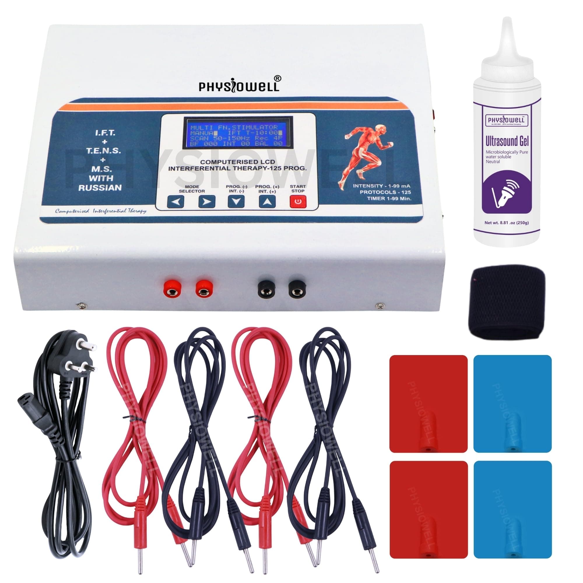 IFT Machine 125 Program 3 in 1 IFT Tens MS with LCD Display 125 Program Physiotherapy Machine 4 Channel