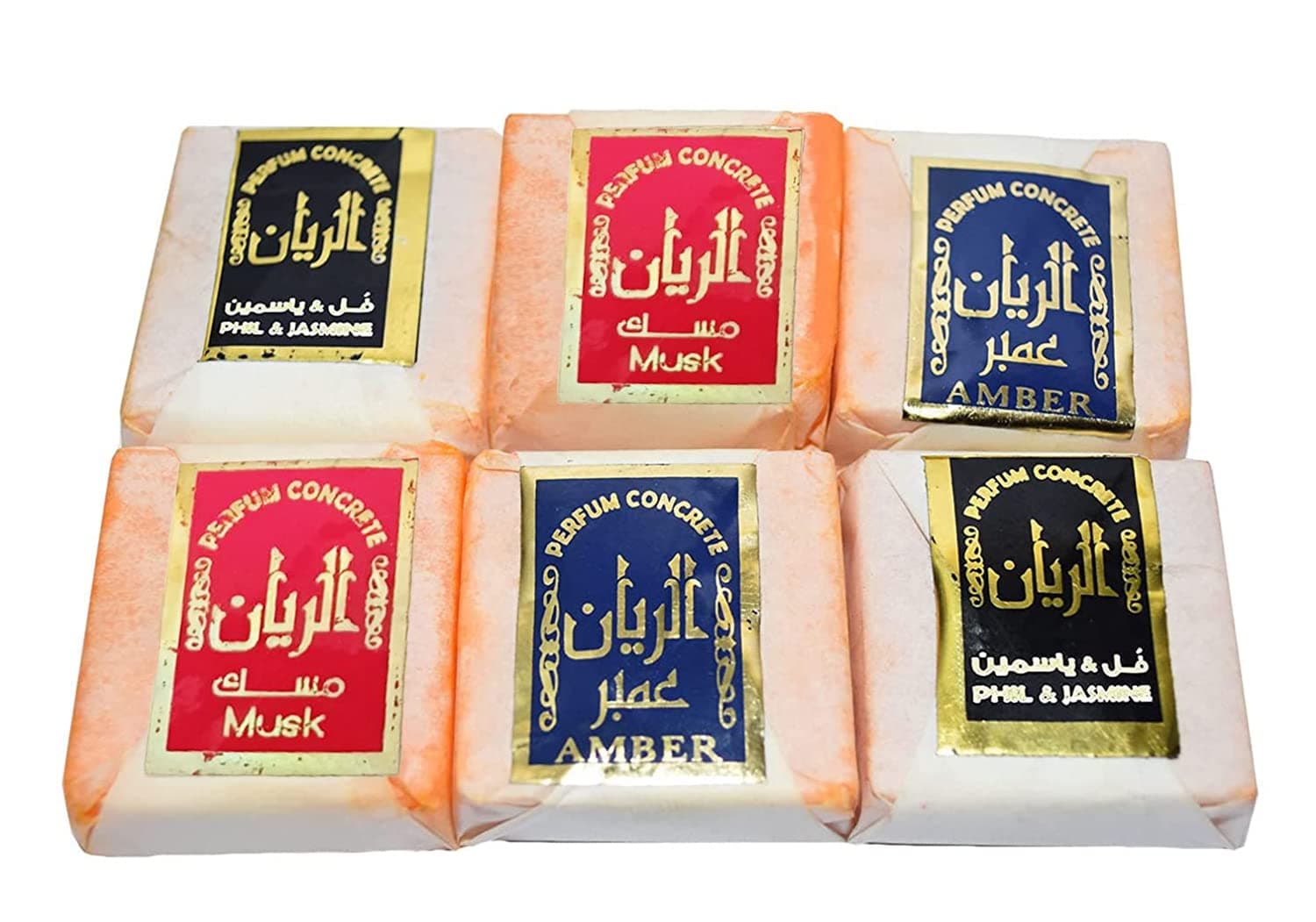 bonballoon 6 pcs Islamic Fragrance Perfume Jamid Solid Musk 3 Different Natural Fragrance Islamic Arabic Perfume Free Arabian Cube Halal