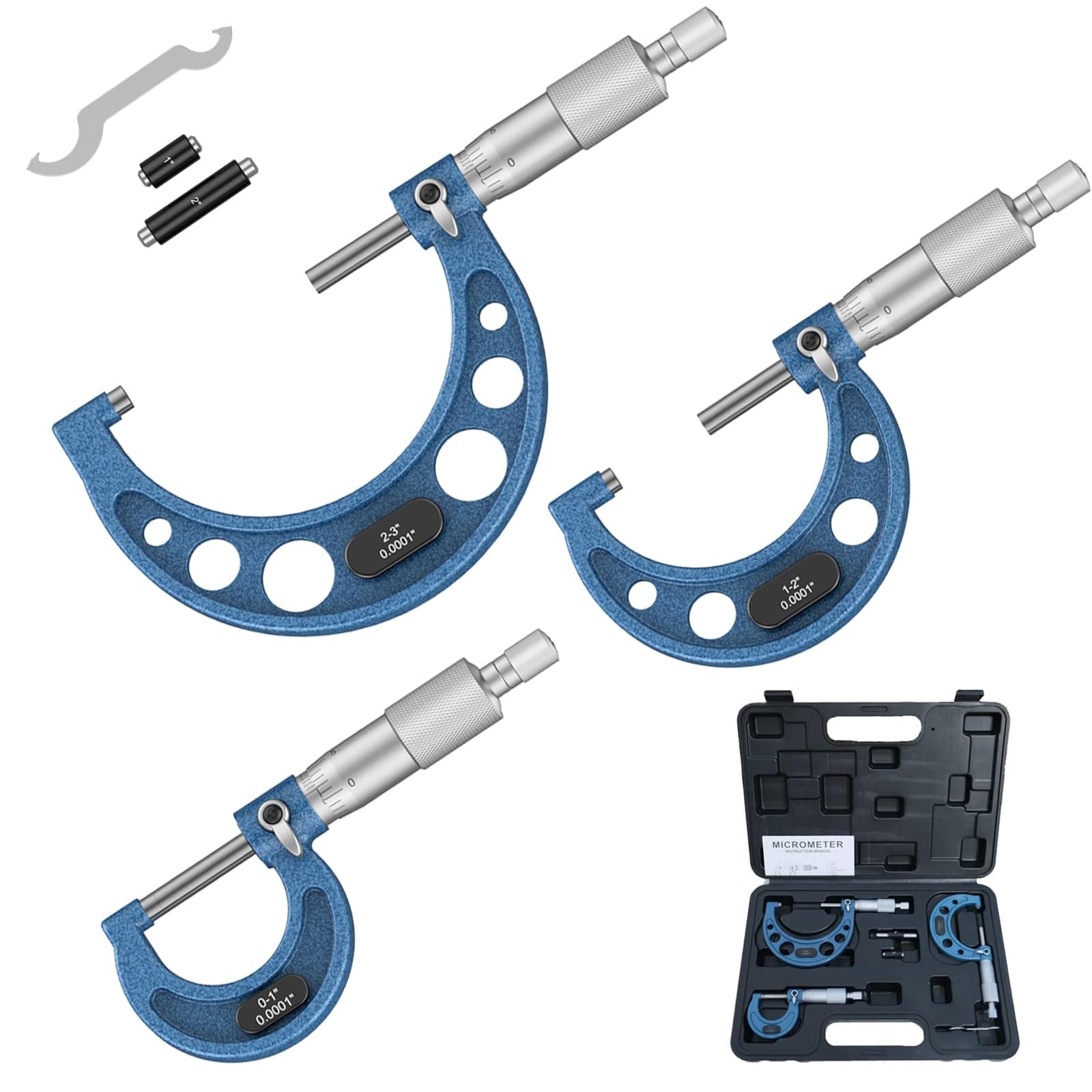 0-3" Outside Micrometer Set,3 Pcs Tool Set