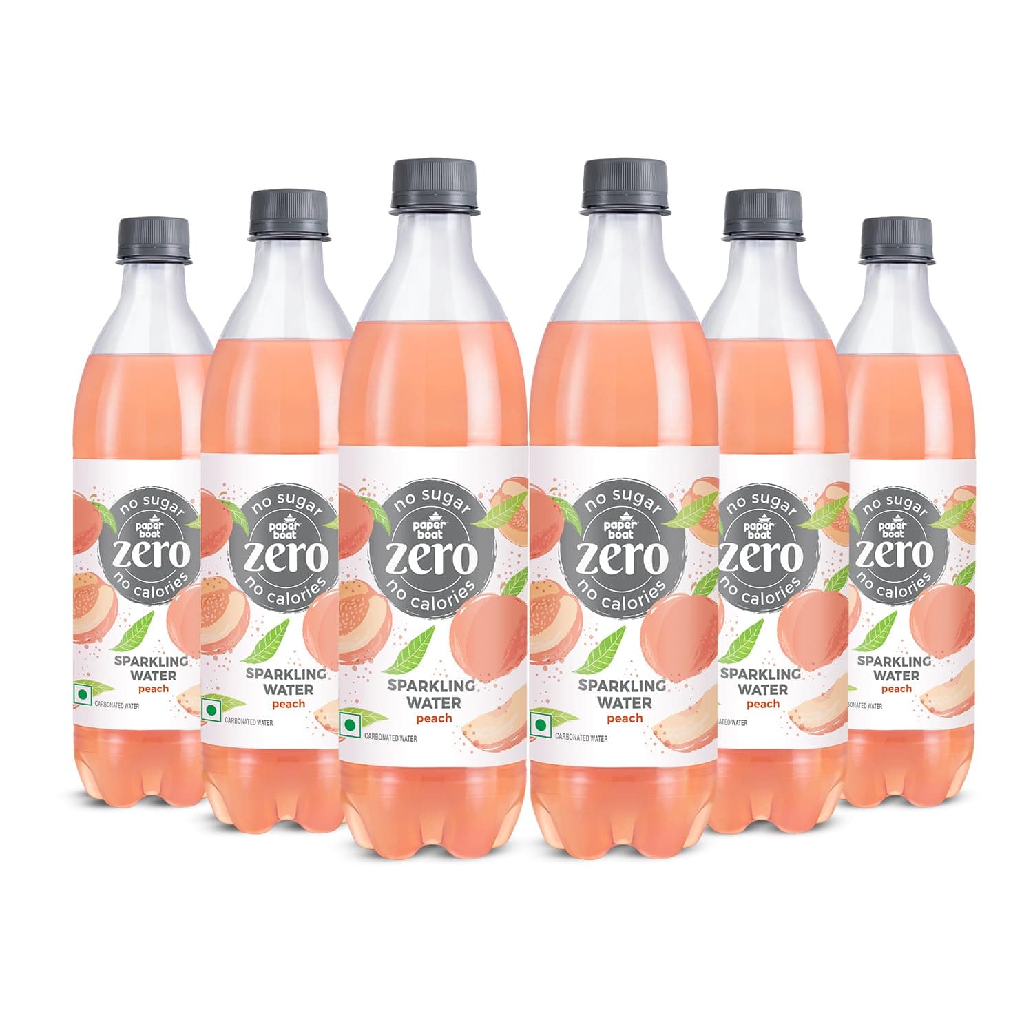 Peach Sparkling Water, Pack of 6, 600ml Each | Carbonated Water | Zero Sugar, Zero Calories I Sugar Free