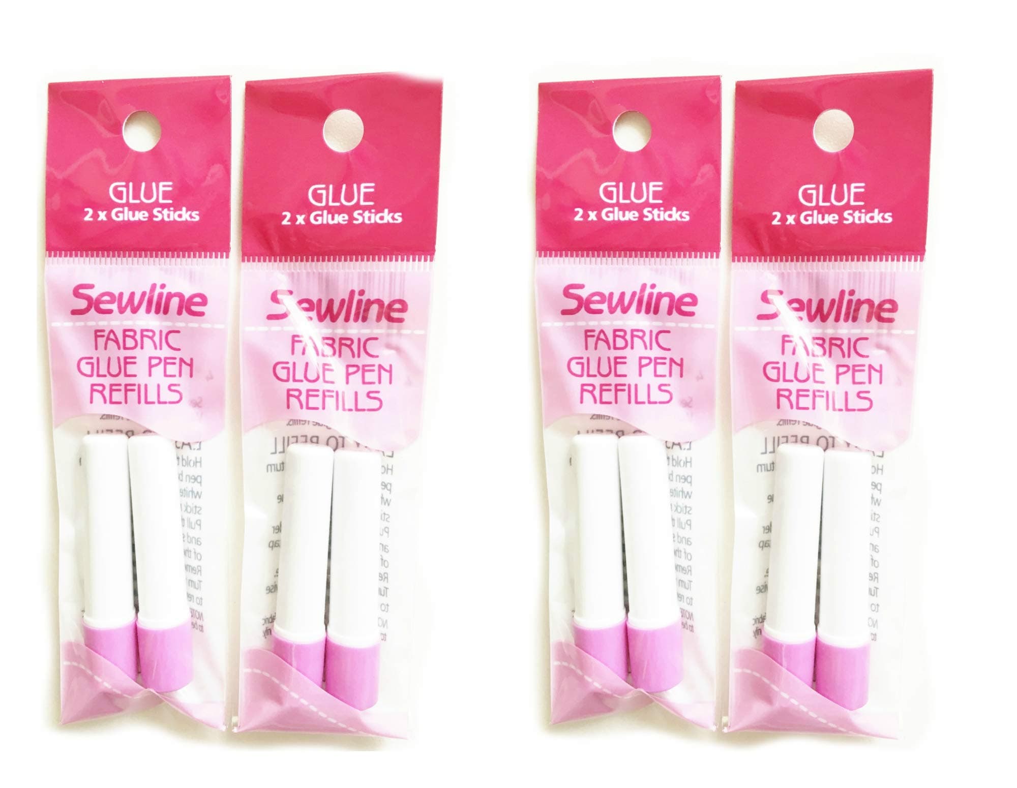 Sewline fabric glue, 4 x double refill pack, EPP, no pins, dries clear, sewing & paper piecing