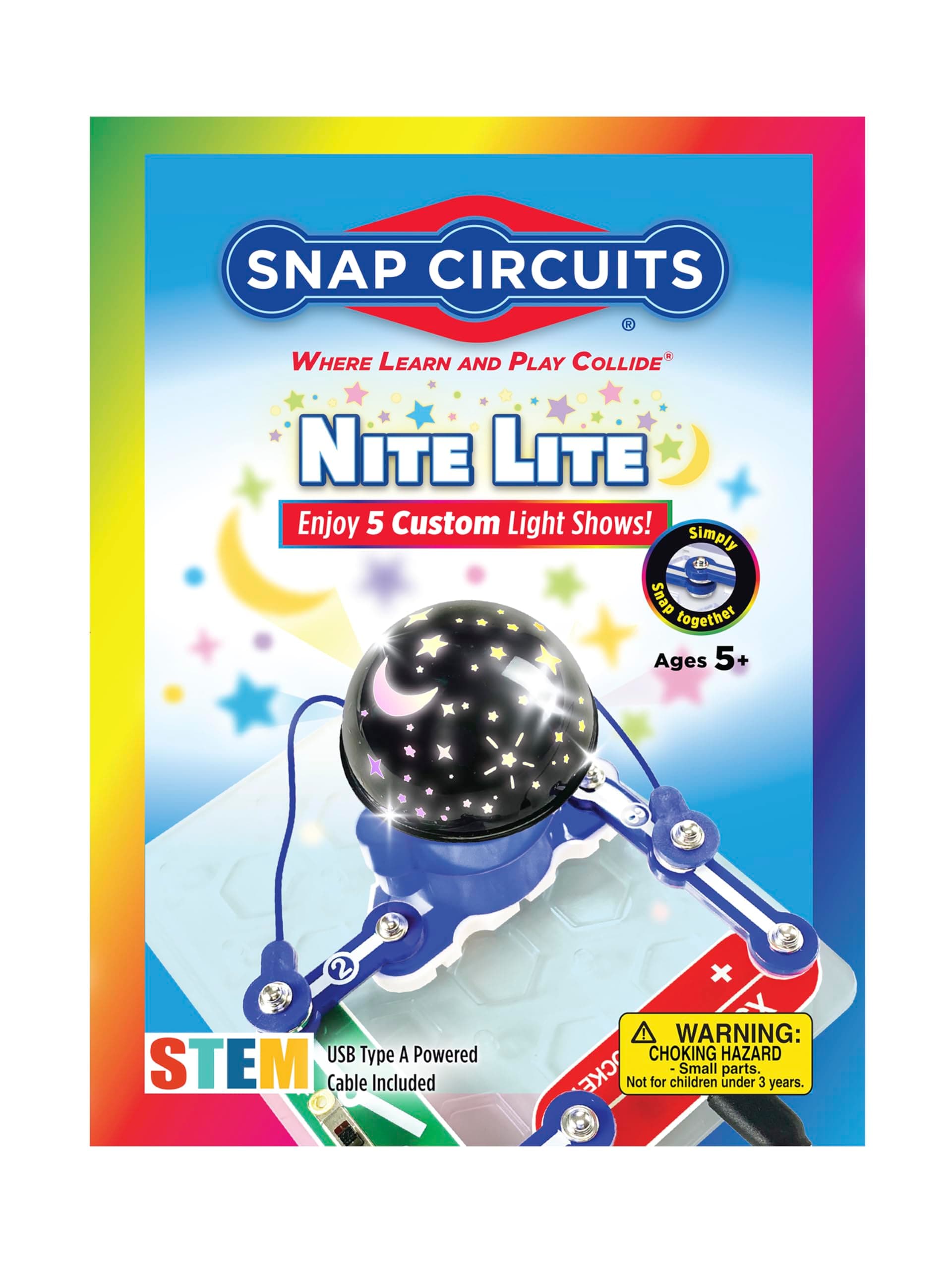 Snap Circuits® Nite Lite | STEM Building Kit for Kids | Educational Electronics Toy | DIY Night Light with 5 Lights Show | Buildable Night Lights Electronic Toys for Ages 5+ | Colorful Light Displays