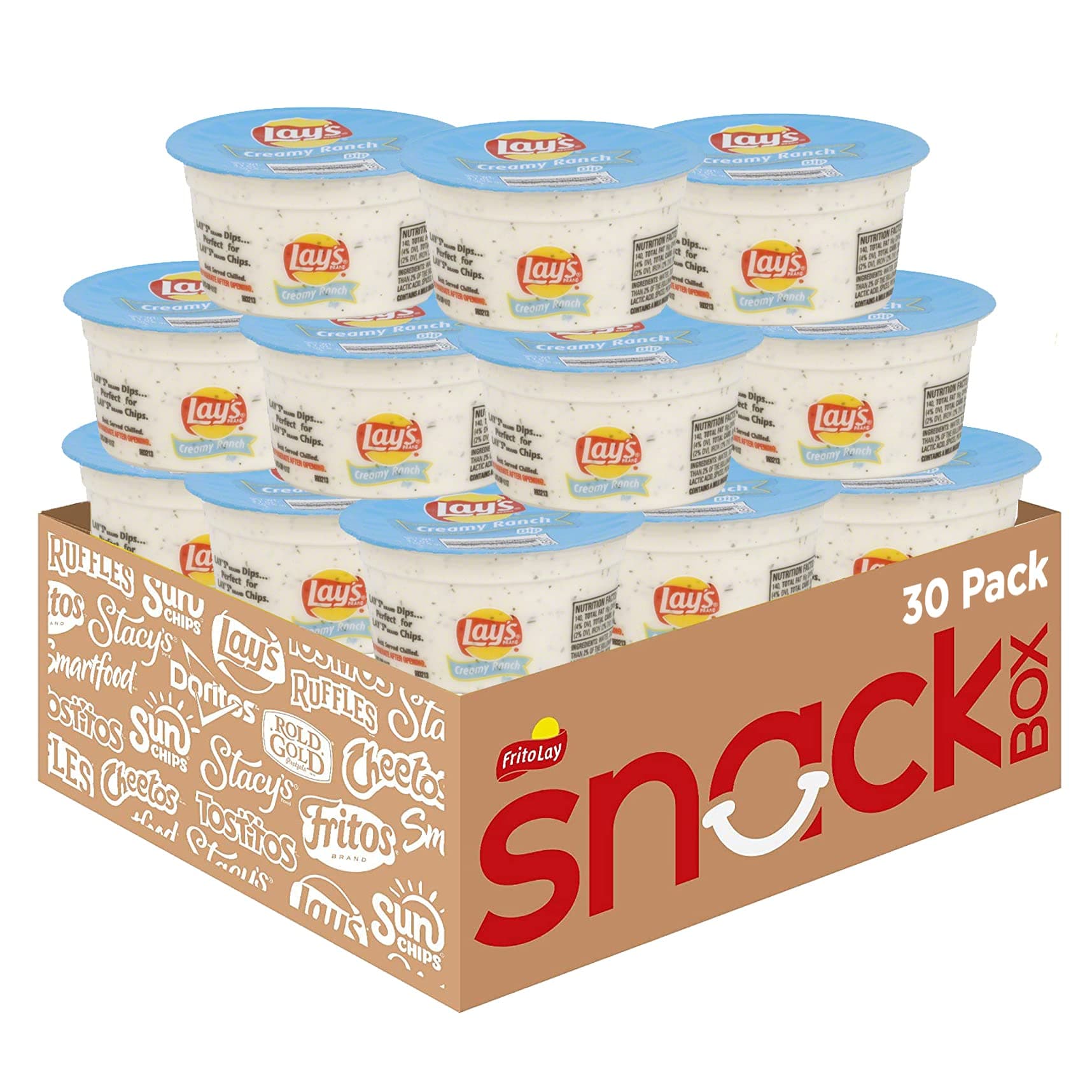 Lay's Dip Cups 3.7 Oz, Creamy Ranch, 30 Count