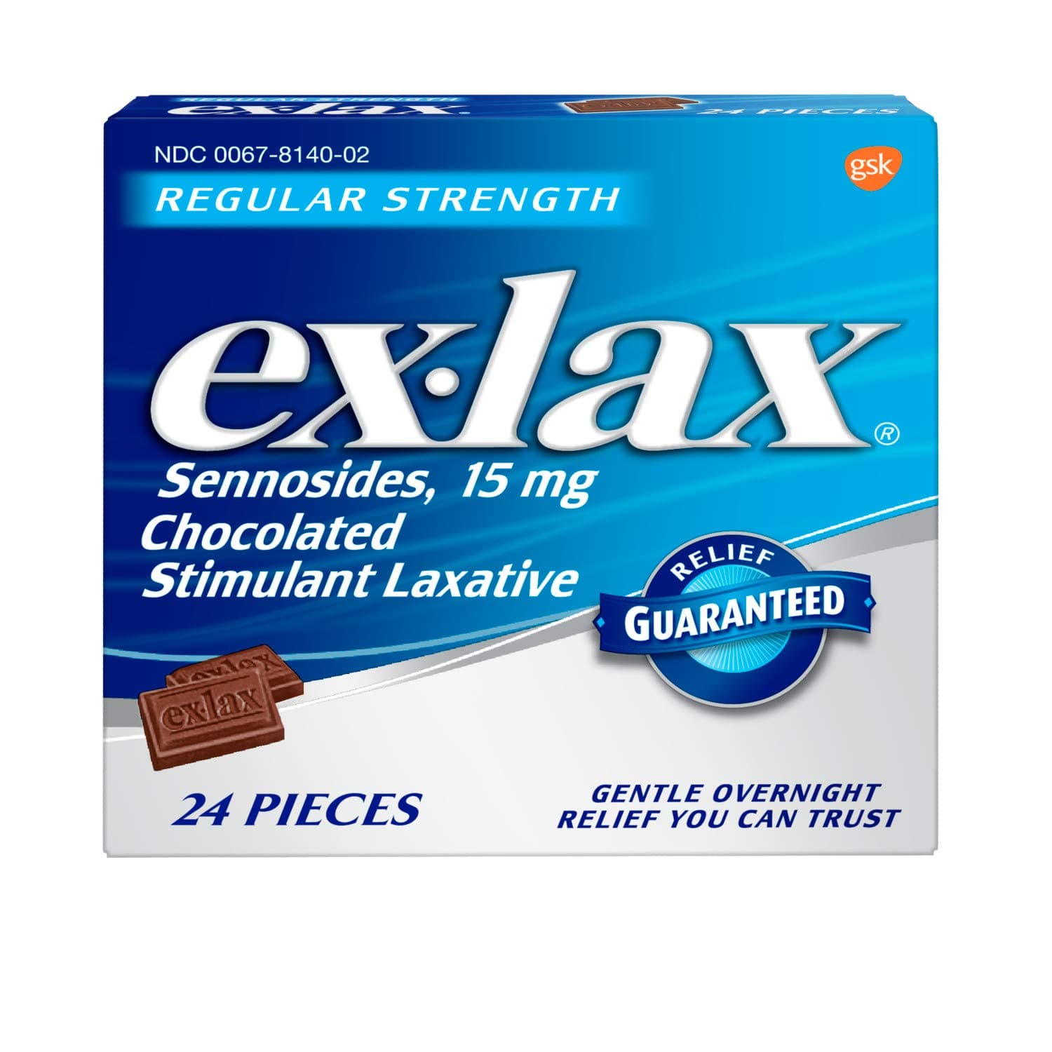 Ex-Lax Regular Strength Stimulant Laxative Chocolated Pieces, 24 count