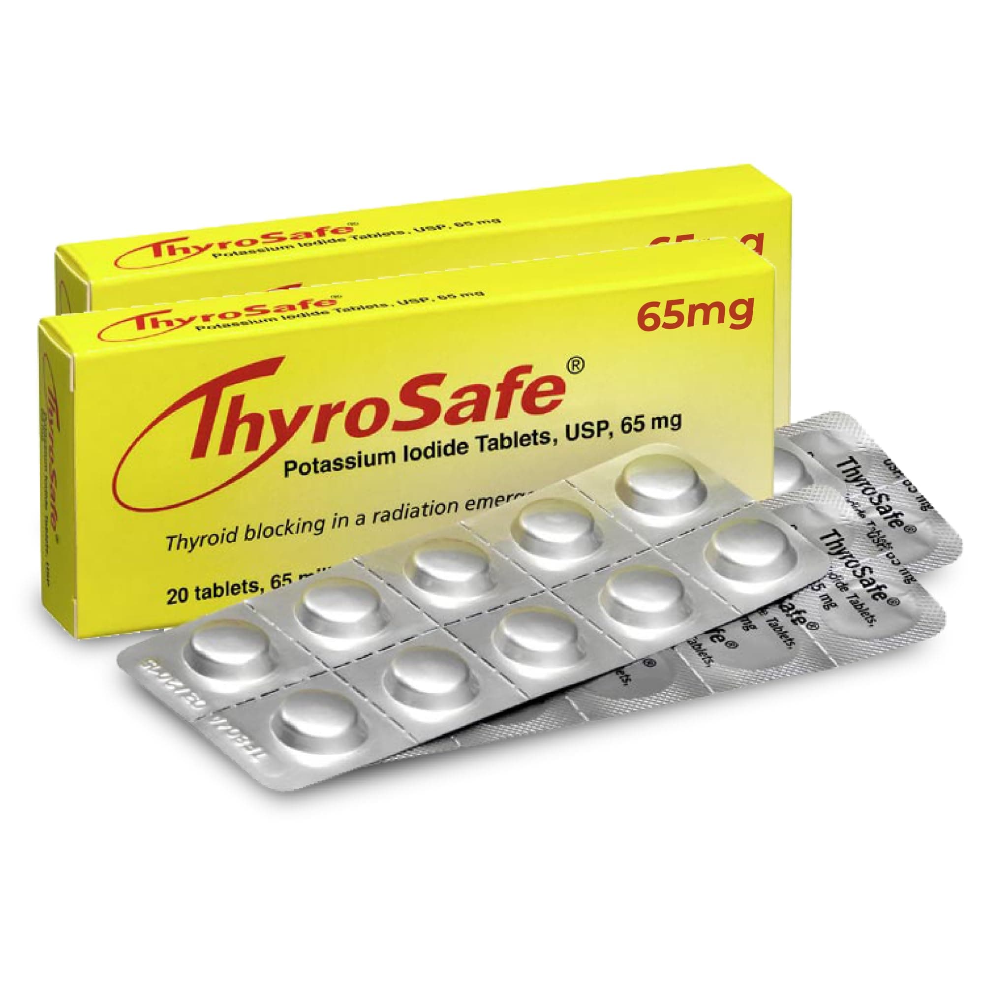 ThyroSafe 65mg Potassium Iodide Tablets (40 Pack) - Protects Your Thyroid from Nuclear Radiation Exposure