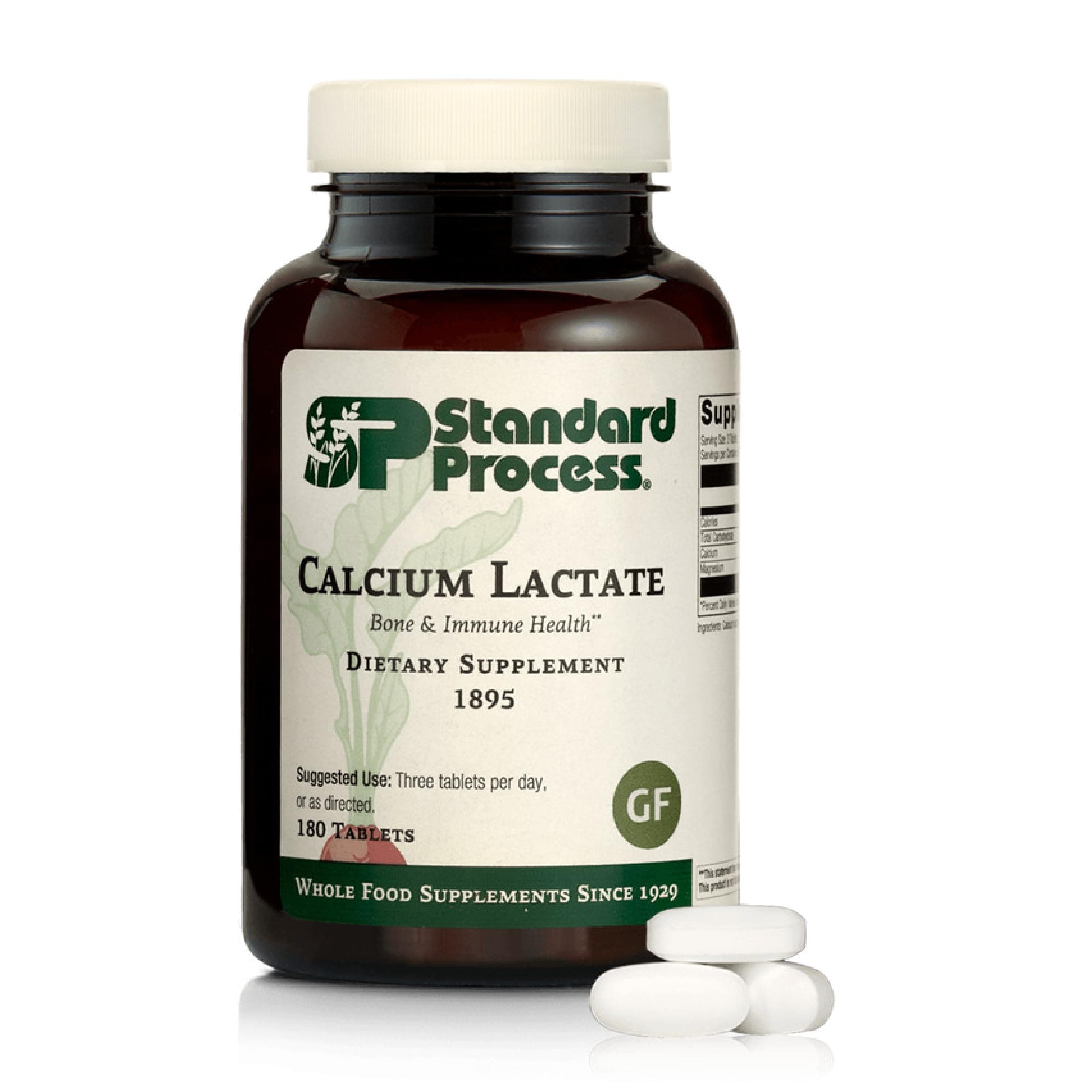 Standard Process Inc. Calcium Lactate - Immune Support and Bone Strength - Bone Health and Muscle Supplement with Magnesium and Calcium - 180 Tablets