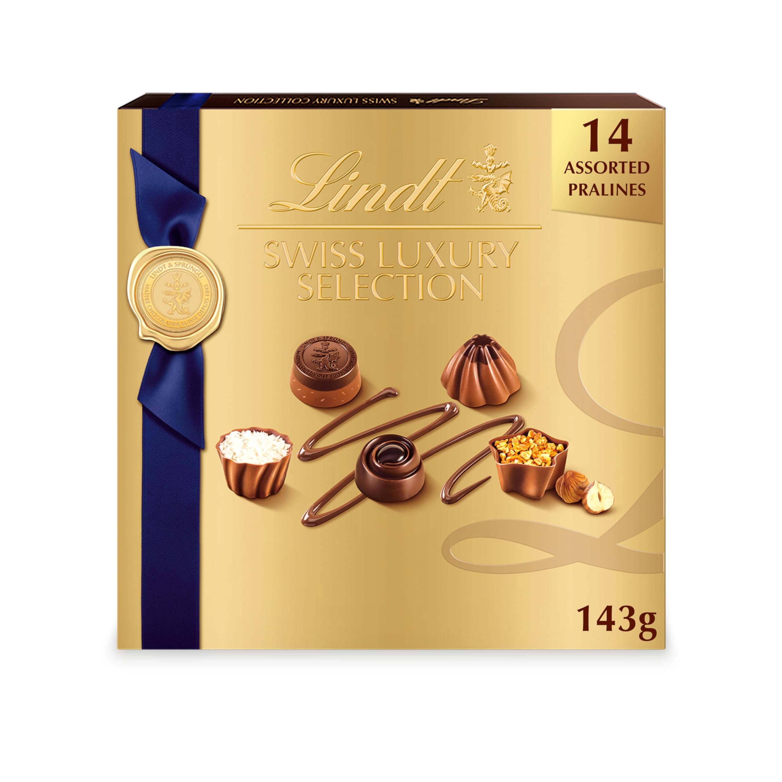 Swiss Luxury Selection Assorted Chocolate Candy, 5.1 oz Gift Box, 14 Count