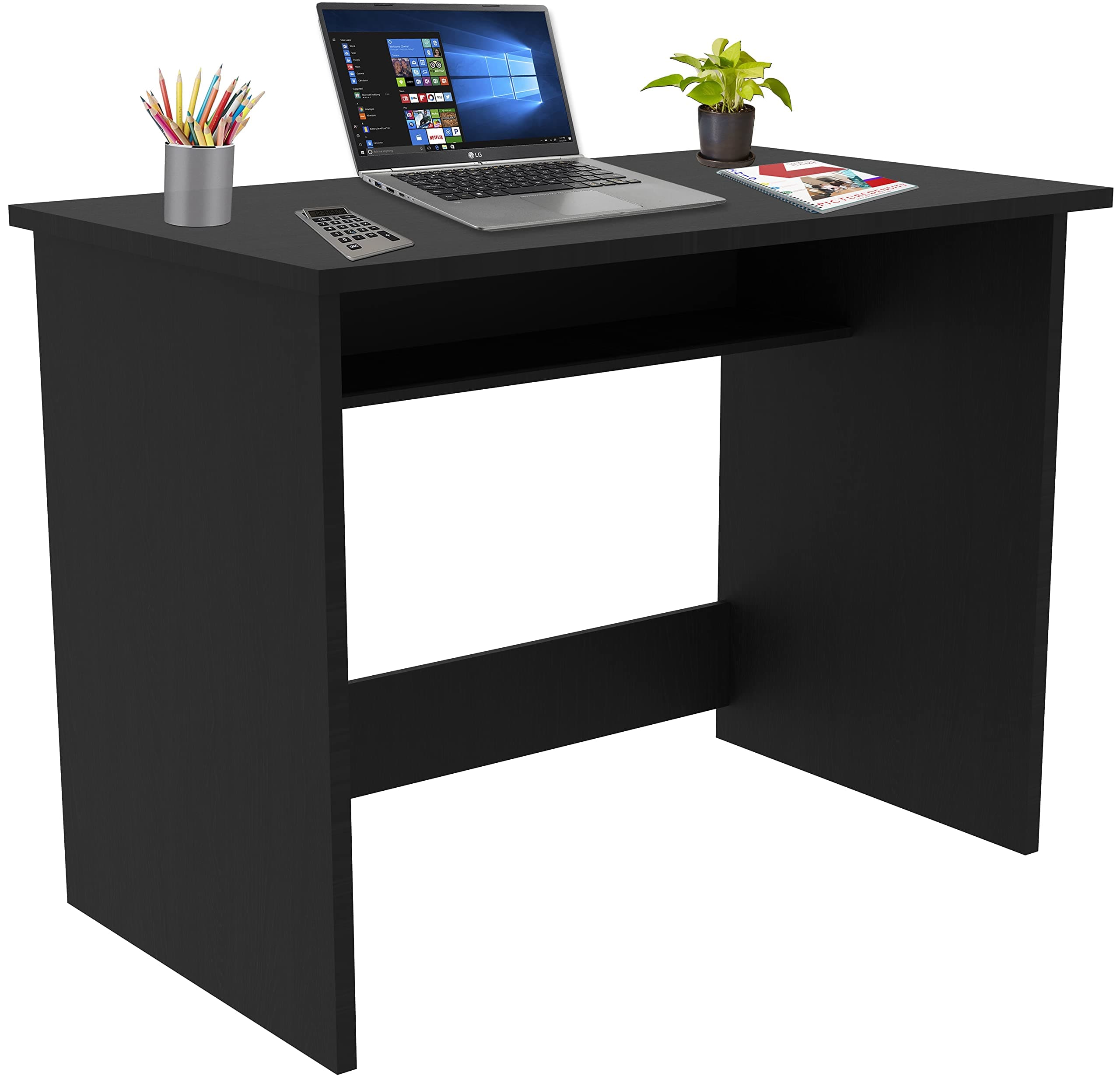 Callas Computer Desk for Home Office – Modern Writing Study Table for Laptop – Small Space Desk for Bedroom, Living Room, or Study – Sturdy & Simple Workstation (ST-02-Black-N)
