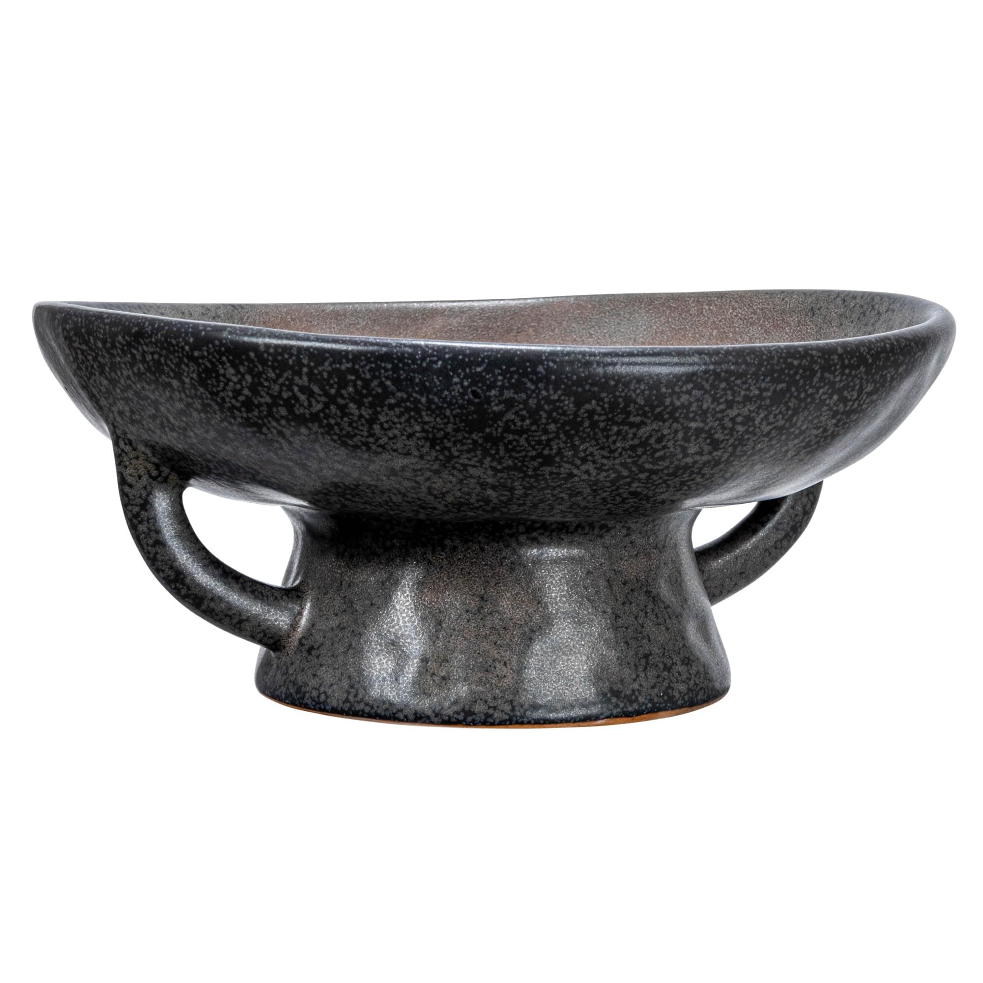 Stoneware Handle and Base, Black Reactive Glaze Bowl