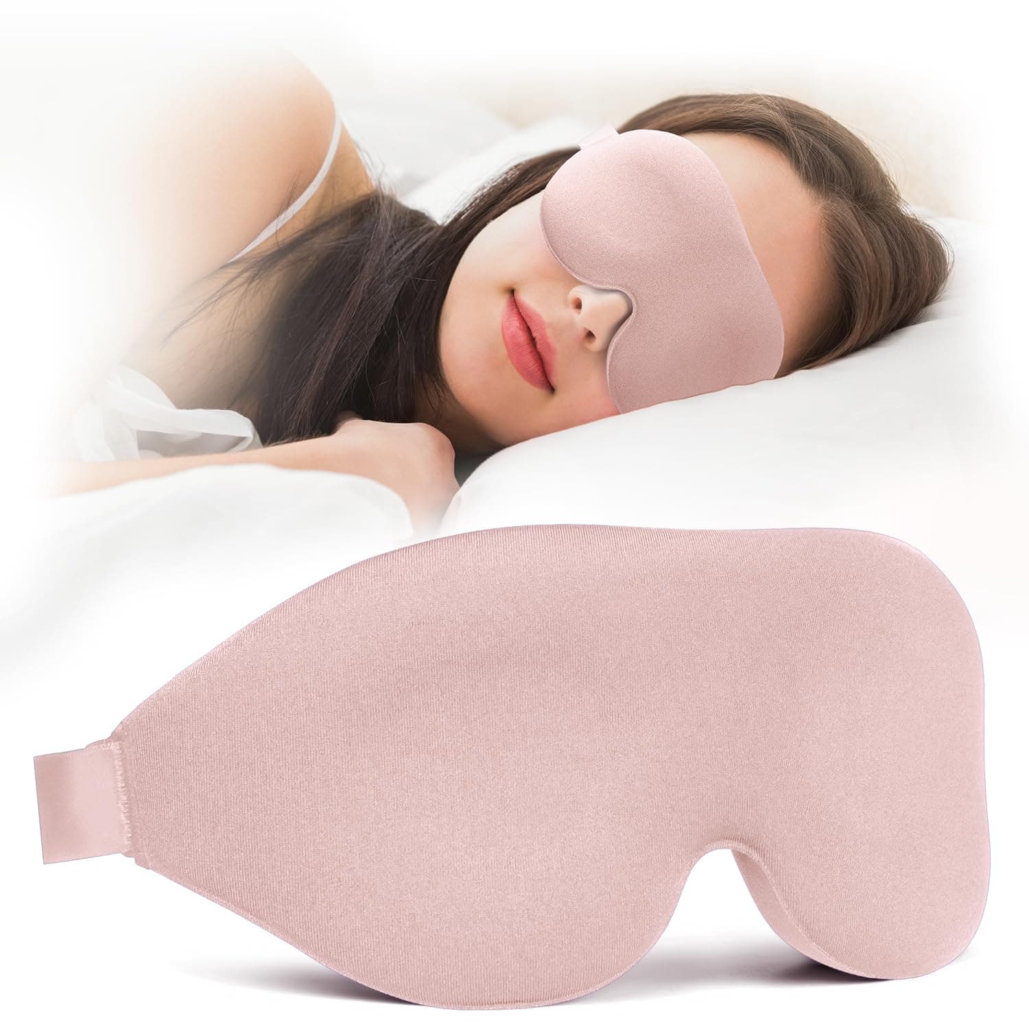 NEWVANGASleep Mask for Back and Side Sleeper, Block Out Light, Luxury Sleeping Eye Mask of 3D Night Blindfold, Zero Pressure Breathable Travel Eye Cover Pink