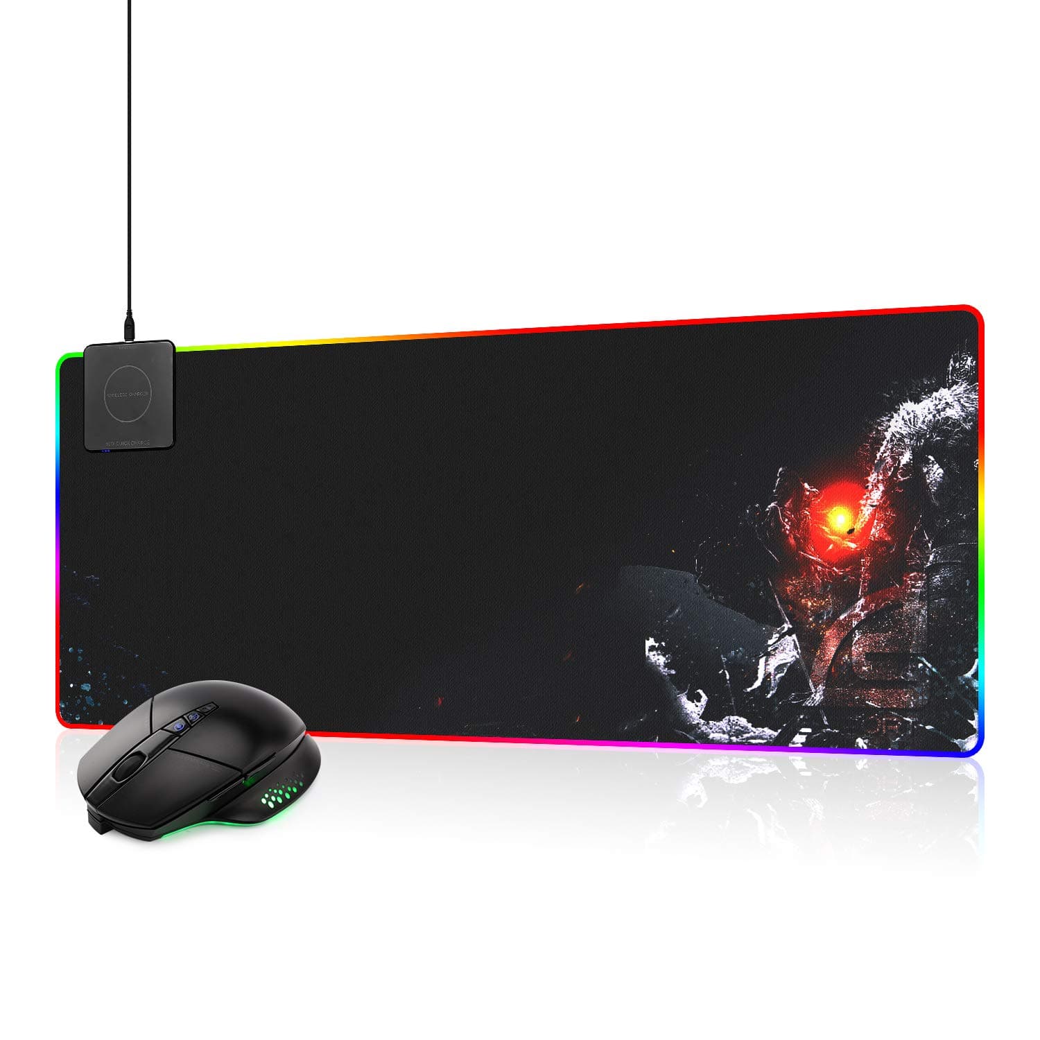 Mouse Pad and Wireless Mouse Combo.Office Mouse 2.4GHz Wireless and Bluetooth with Wireless Charging, 10W Wireless Charger Extended Mouse Pad Gaming Keyboard Mat 31.5x11.8 inch