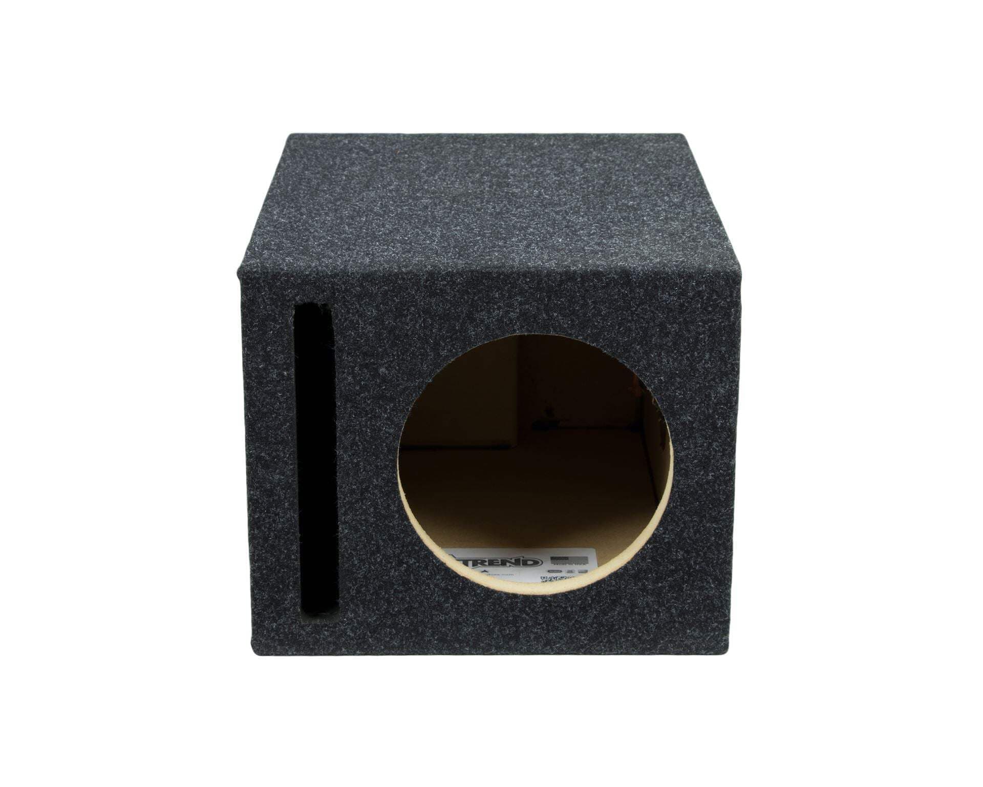 Atrend 8 inch Vented Enclosure Carpeted Car Subwoofer Speaker Box - Improves Audio Quality, Sound and Bass - High Grade MDF Construction with Nickel Finish Speaker Terminal - Black