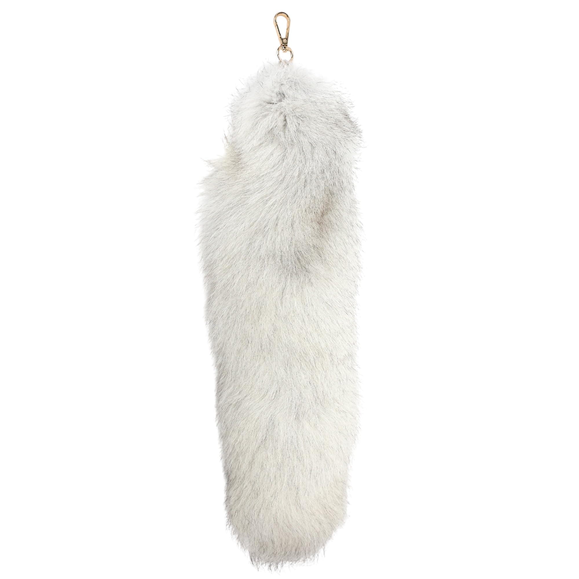 Deer Tail Keychain - Real, Soft Fur Key Ring - Gift for Deer Fox Wolf Cosplay, Fairy Costumes, Coat & Hat Accessories (1PCS, 40cm, White)