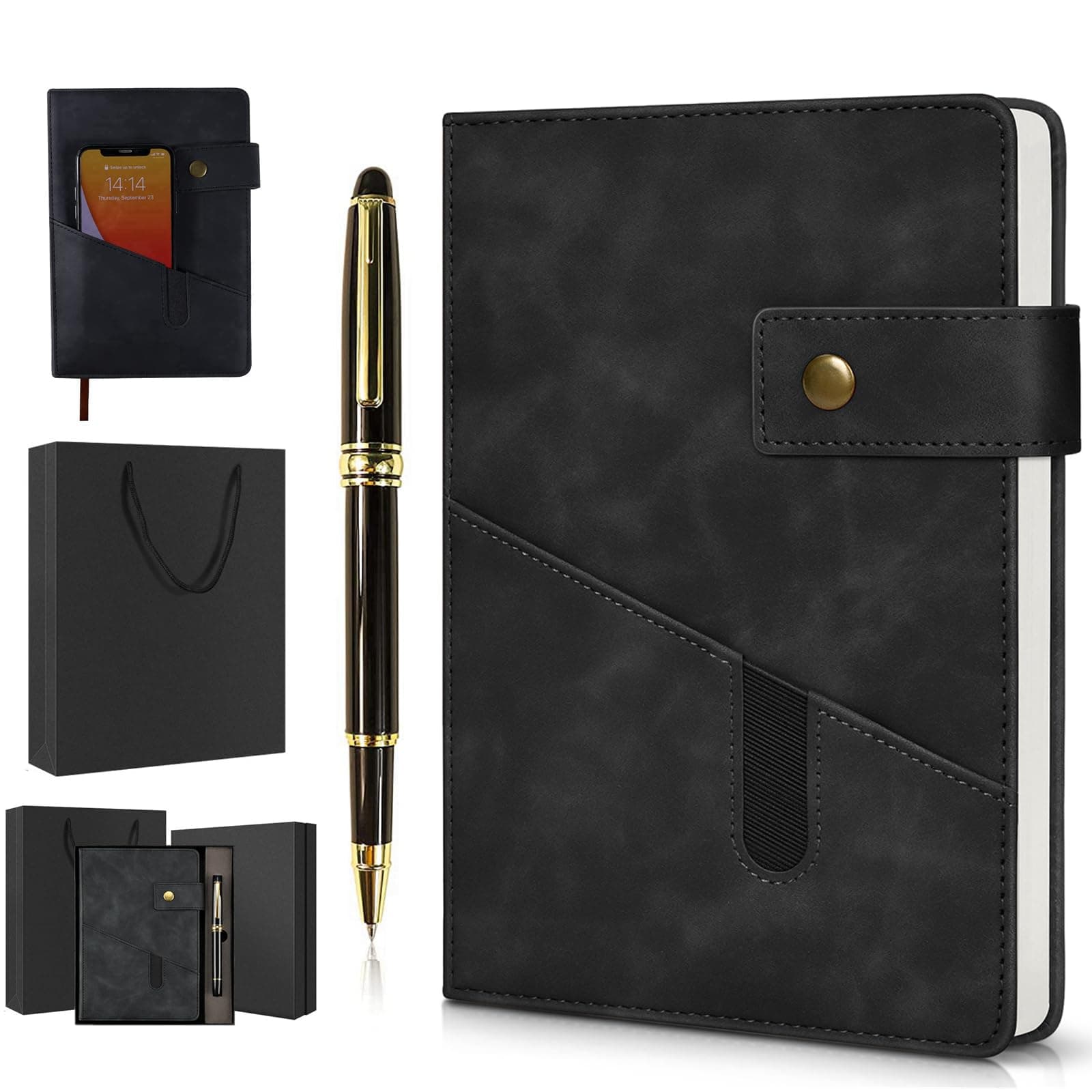 Black Lined Journal with Pen and Gift Box