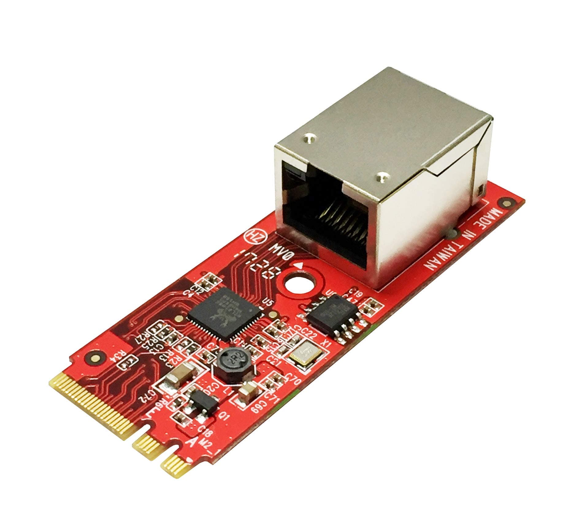 Ableconn M2-NW107R M.2 Gigabit Ethernet Module (Right Angle RJ-45) - GigaLAN 1000BASE-T PCIe x1 M.2 A-E Key