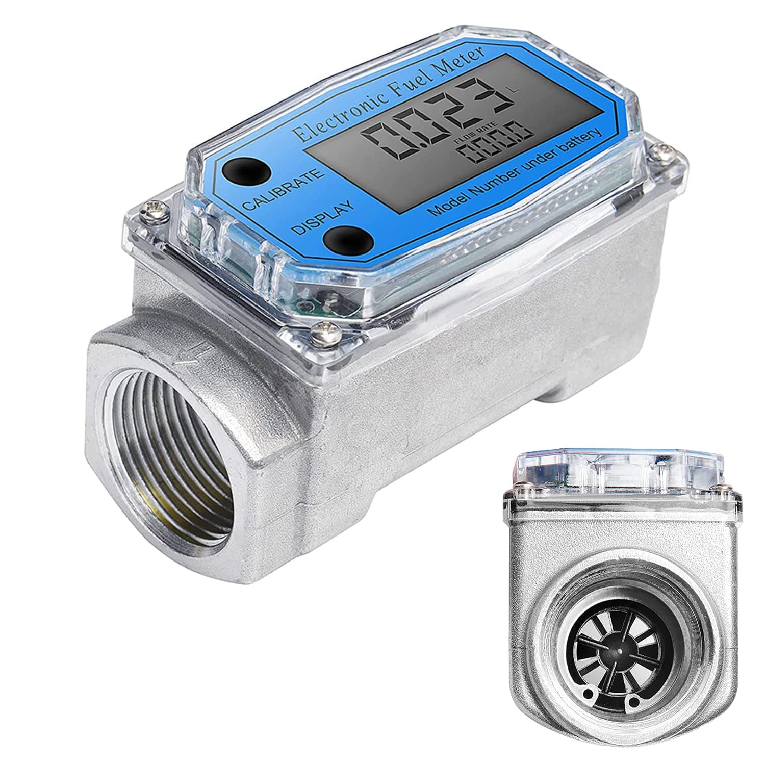 Turbine Flow Meter,Electronic Digital LCD Display Flow-Meter with NPT Counter Gas Oil Fuel Flowmeter for Measure Diesel Kerosene Gasoline