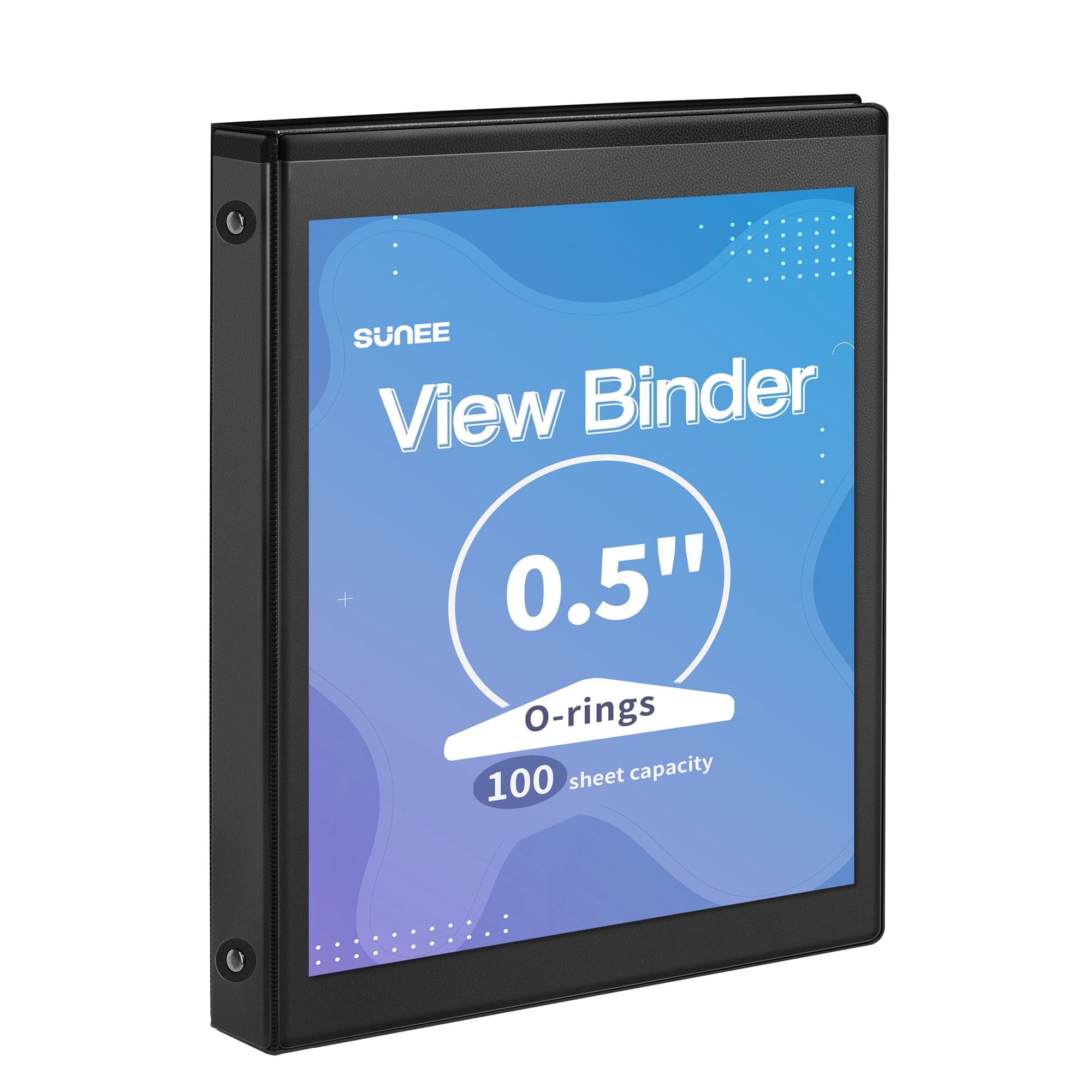 SUNEE 3 Ring Binder 1/2 Inch 1 Pack, Clear View Binder Three Ring PVC-Free (Fit 8.5x11 Inches) for School or Office Supplies, Black