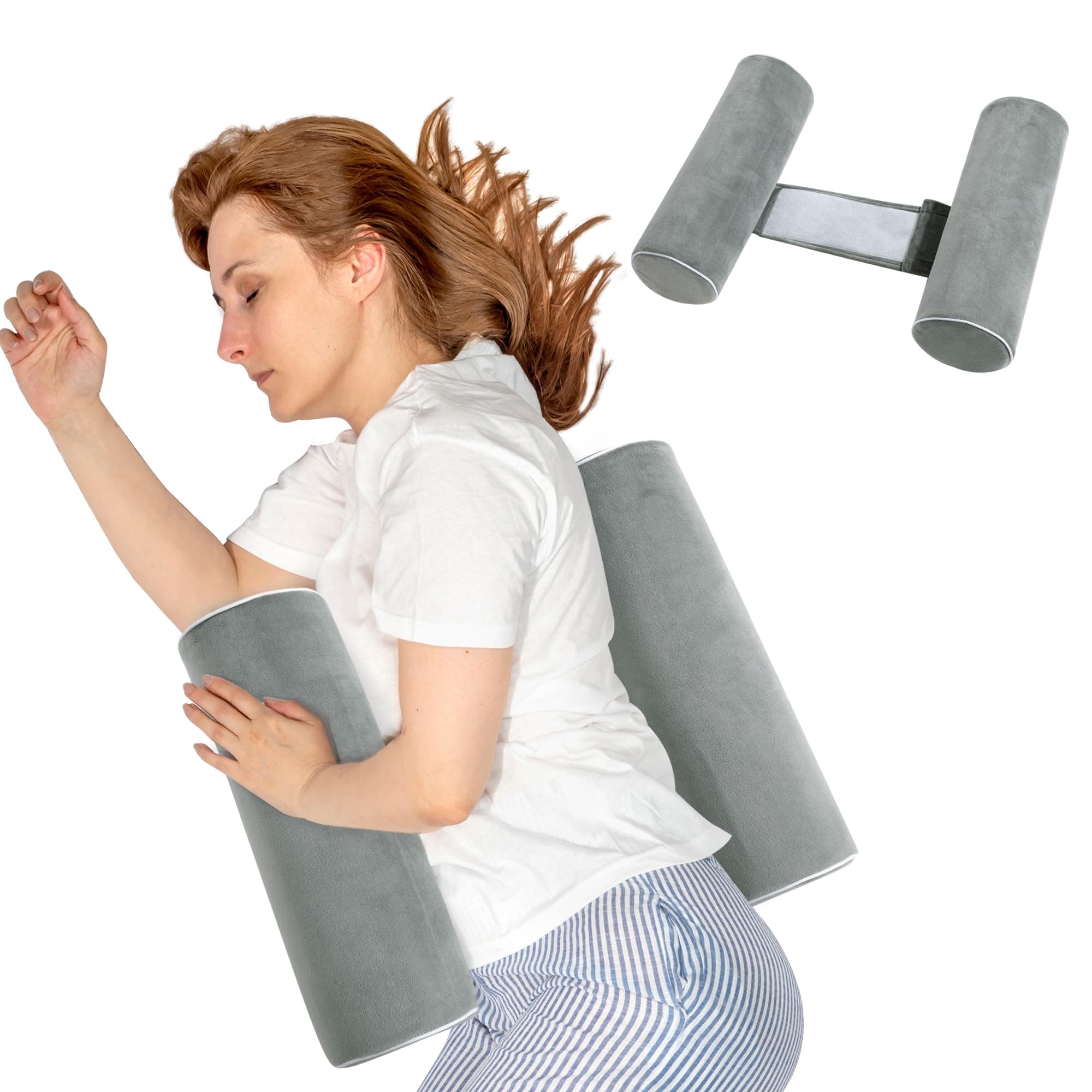 BALAPET Body Pillow for Side Sleeper Back Sleeper, Roll Cylinder Pillow for Better Sleep Breathing (Grey, Standard Size)