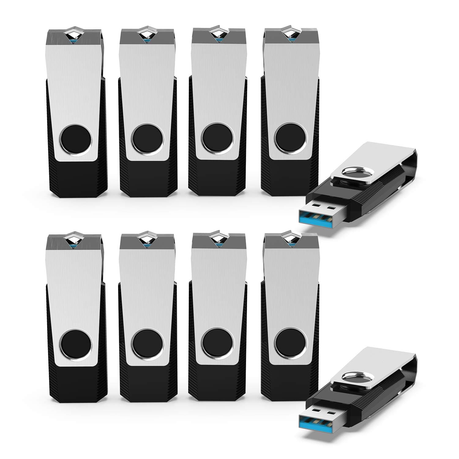USB 3.0 Flash Drive 64 GB 10 Pack Flash Drive 3.0 Thumb Drive Jump Drive Memory Stick Data Storage Pen Drive Black