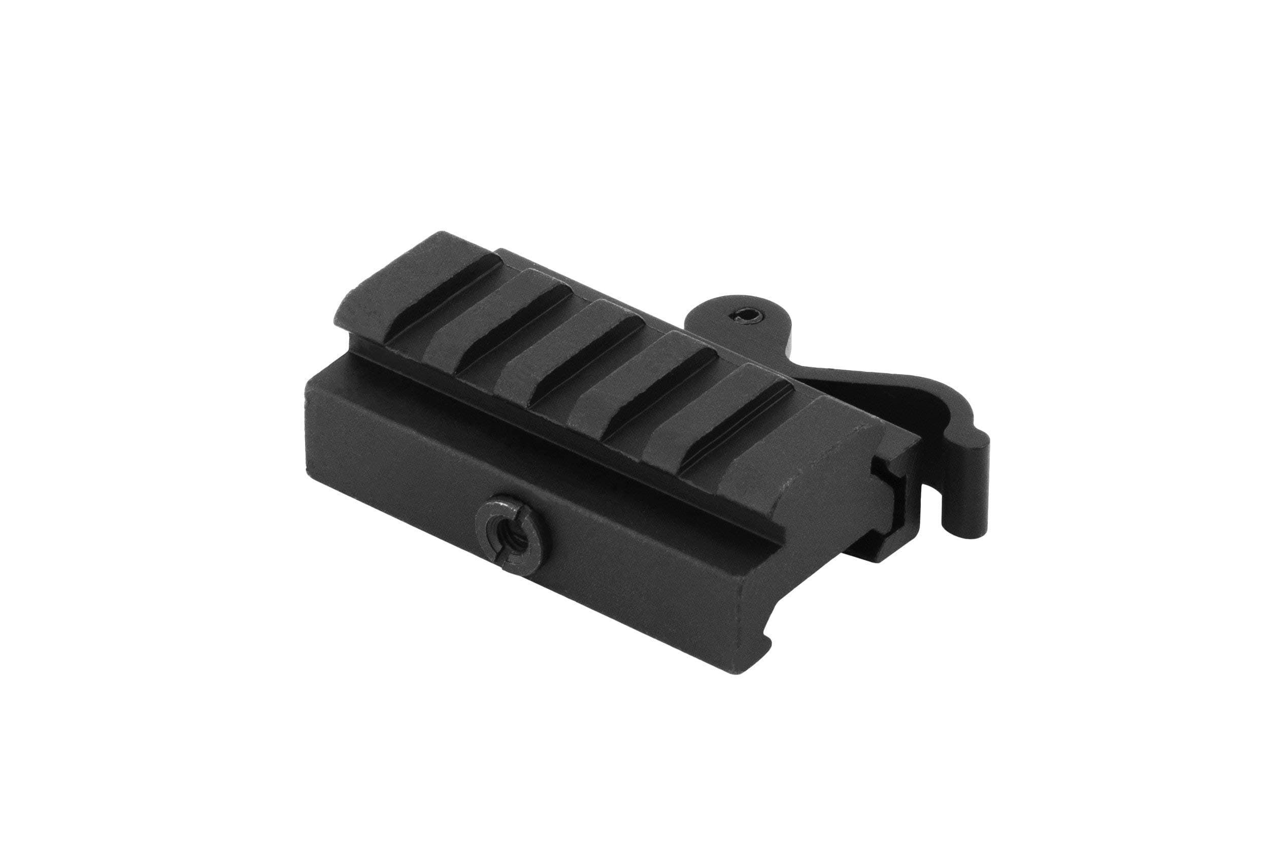 Tactical Low Profile Picatinny Riser Mount with Quick Release, for Red Dots, Scopes, and Optics (0.5 inch H x 2.5 inch L)