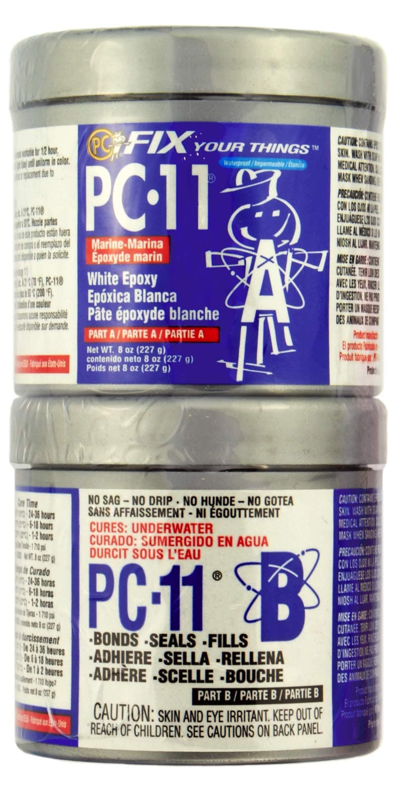 080115 PC-11 Marine Grade Paste Epoxy, Underwater Repair, 1/2 Pound, Off White