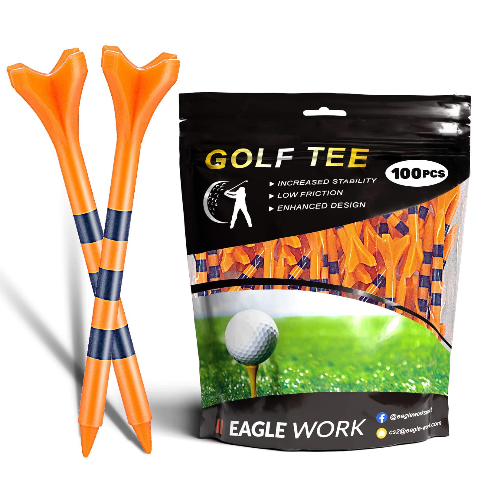 Professional 150 Pack Plastic Golf Tees (3-1/4" & 1-1/2"), 4-Prongs Head Design to Reduce Friction & Side Spin, The Ultimate Gift for Golfers
