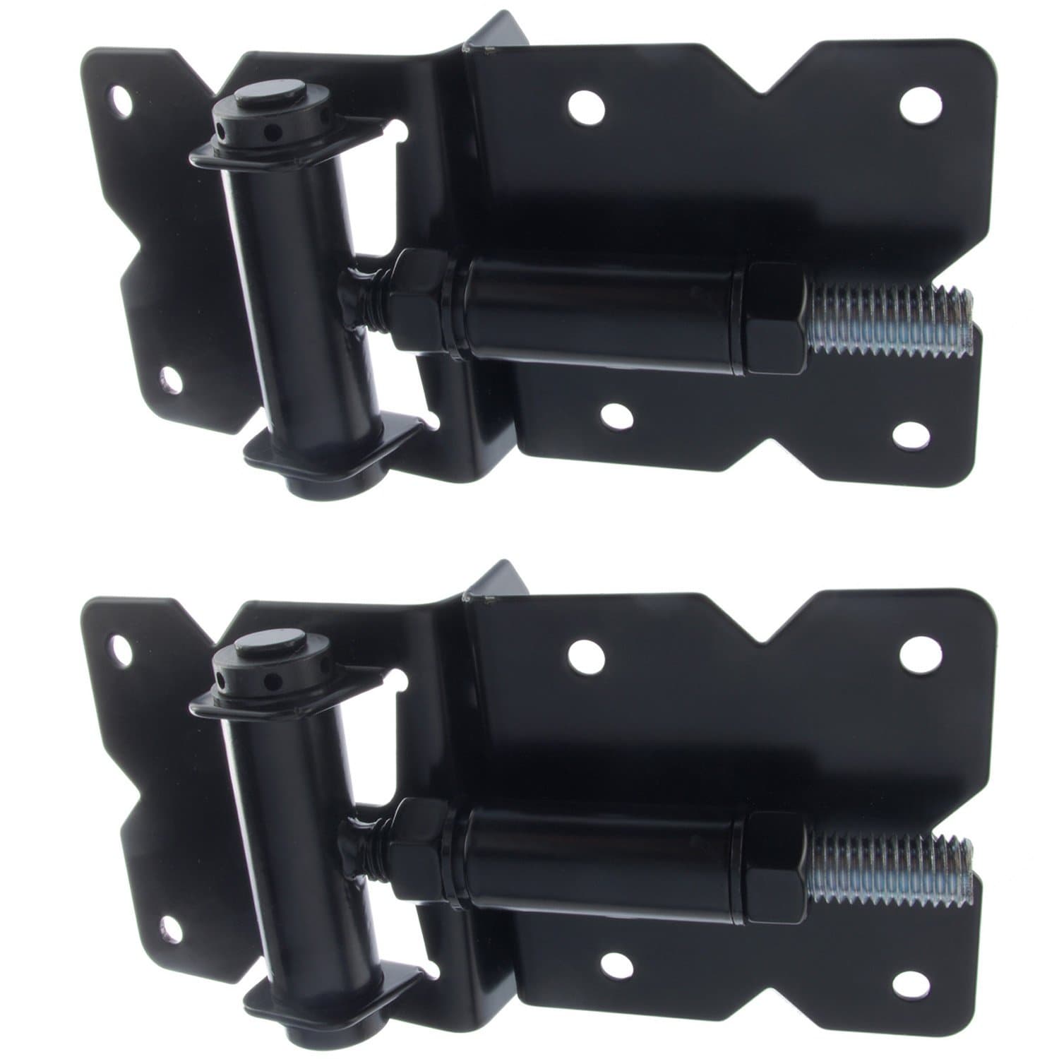 Self Closing Gate Hinge 2-Pack (Black Finish) |The Best Set of Vinyl Fence Gate Hinges|Adjustable to Stop Gate Dragging|Heavy Duty Black Gate Hinges for Vinyl and Wood Fences