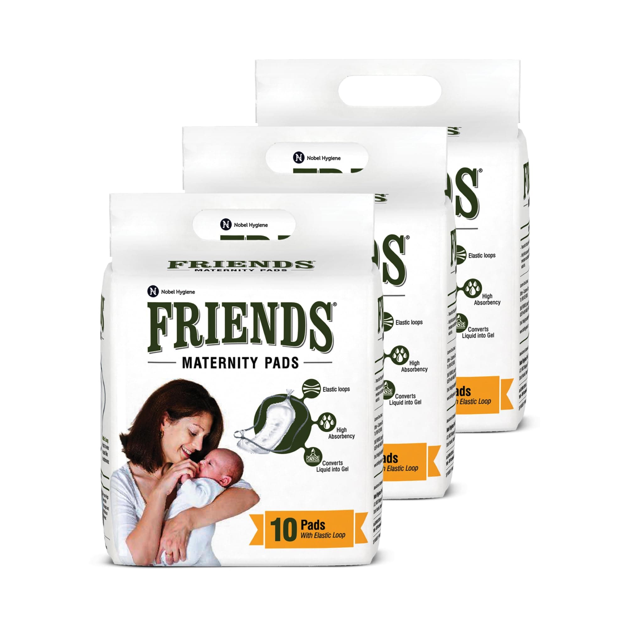 Friends Disposable Maternity Pads with Elastic Loop for Post Pregnancy Bleeding - 30 Pcs