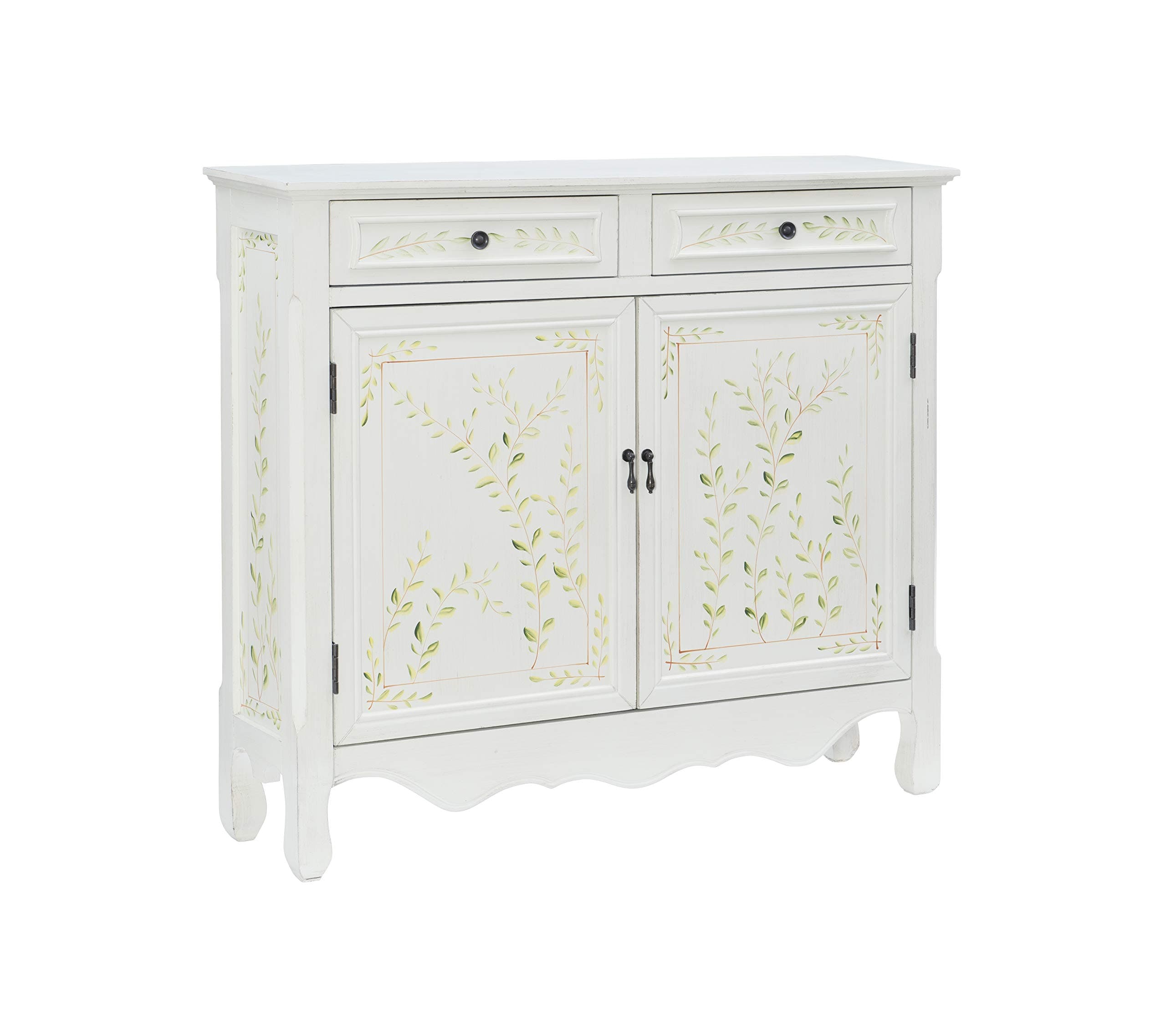 Powell White Hand Painted 2 Drawer, 2-Door Console, 41 inches, White