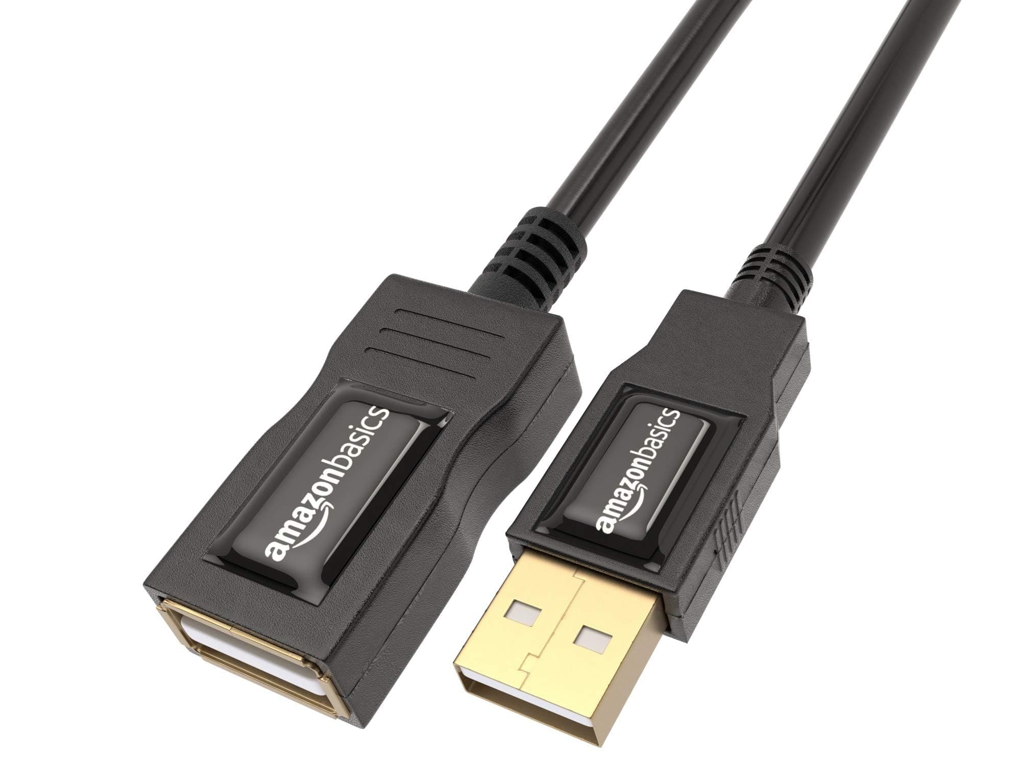 AmazonBasics USB 2.0 A, M/F, 3m 3m USB A USB A Black