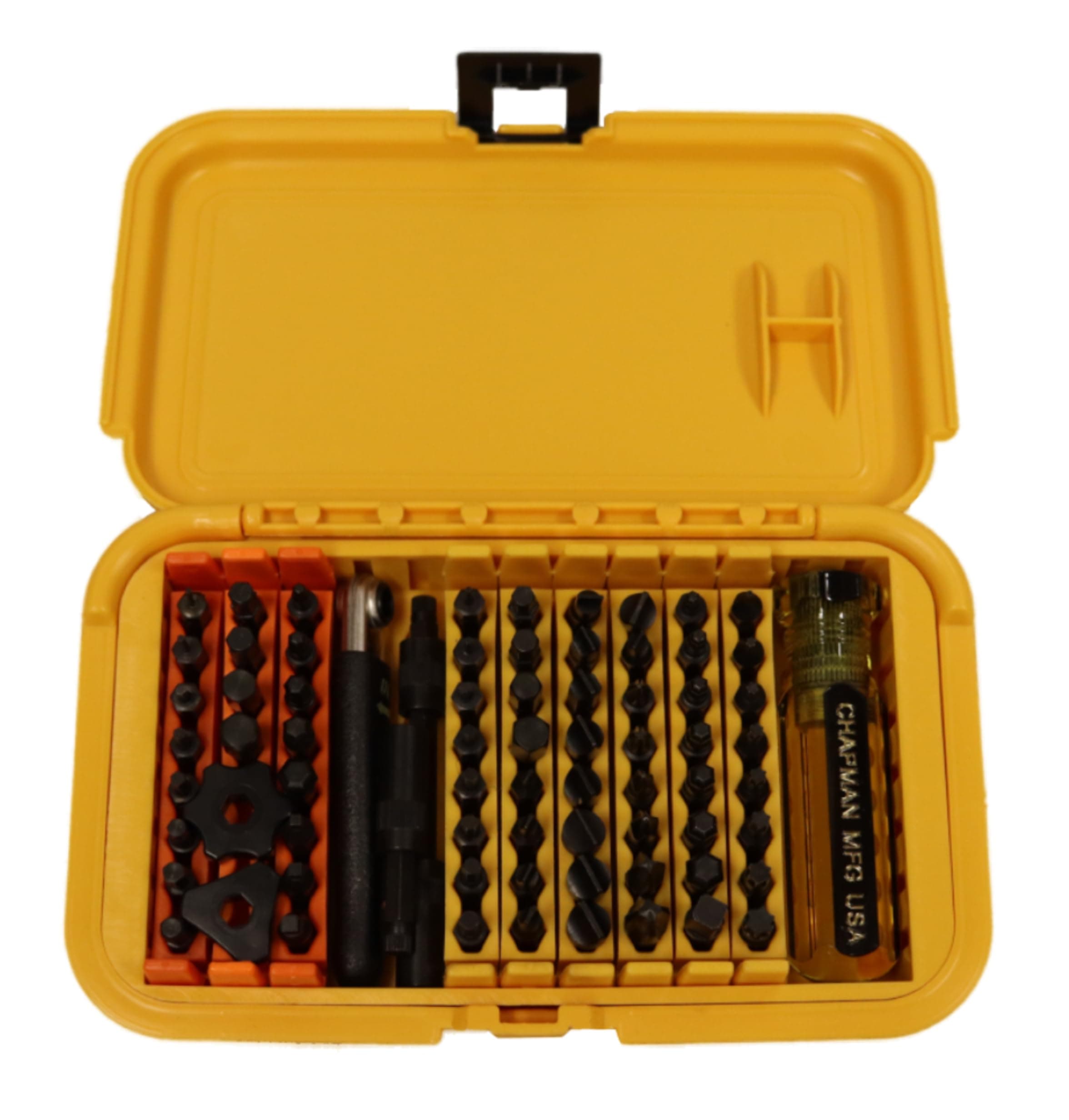1000 Mity Master Set - Includes Phillips, Slotted, SAE & Metric MM Hex, Ball Allen Hex, JIS, Star (for Torx), Robertson Bits, Complete Set 68 USA Made Insert Bits, Mini Ratchet Hand Tool