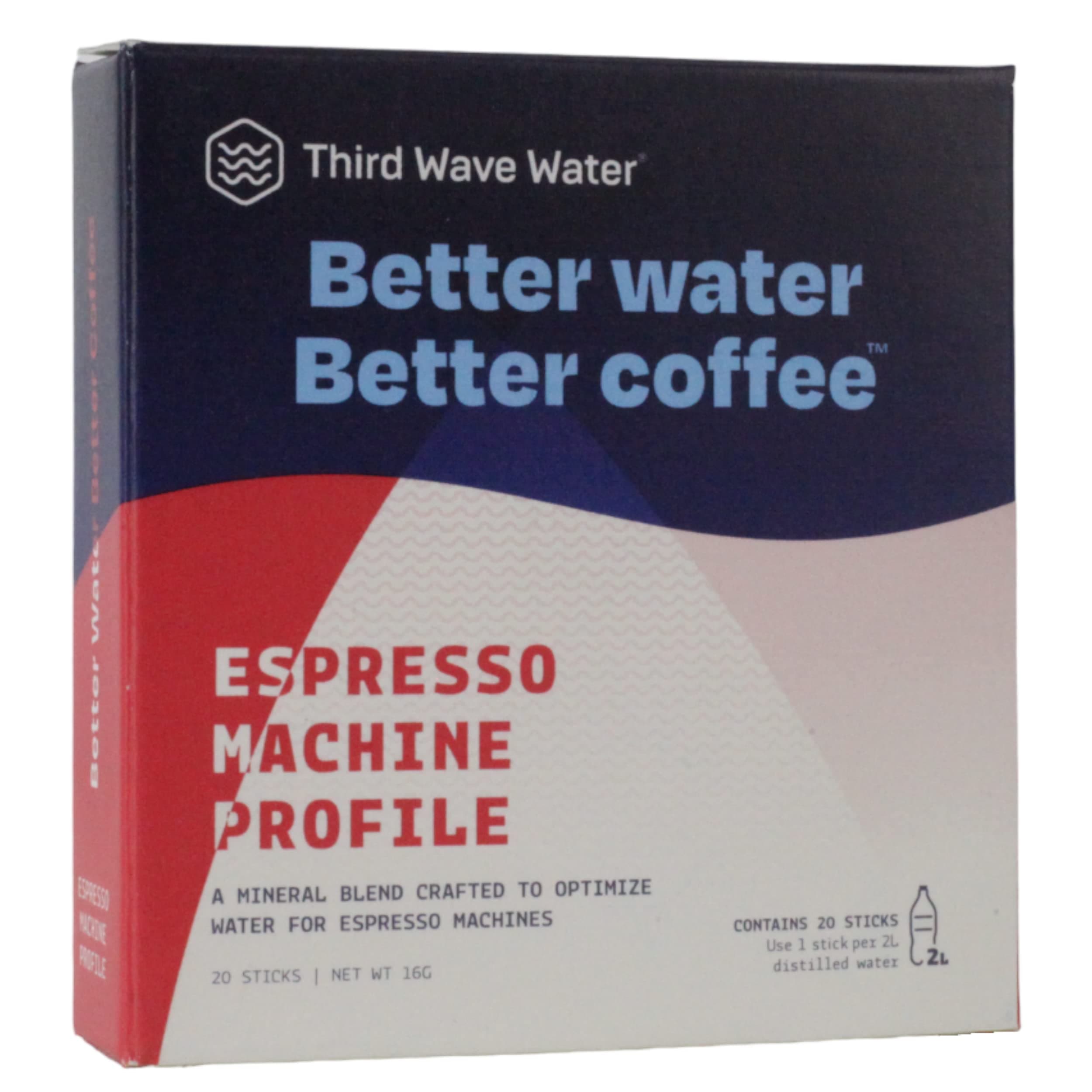 Third Wave Water Mineral Enhanced Flavor Optimizing Espresso Machine Water, Espresso Profile 2 Liter 20 Sticks
