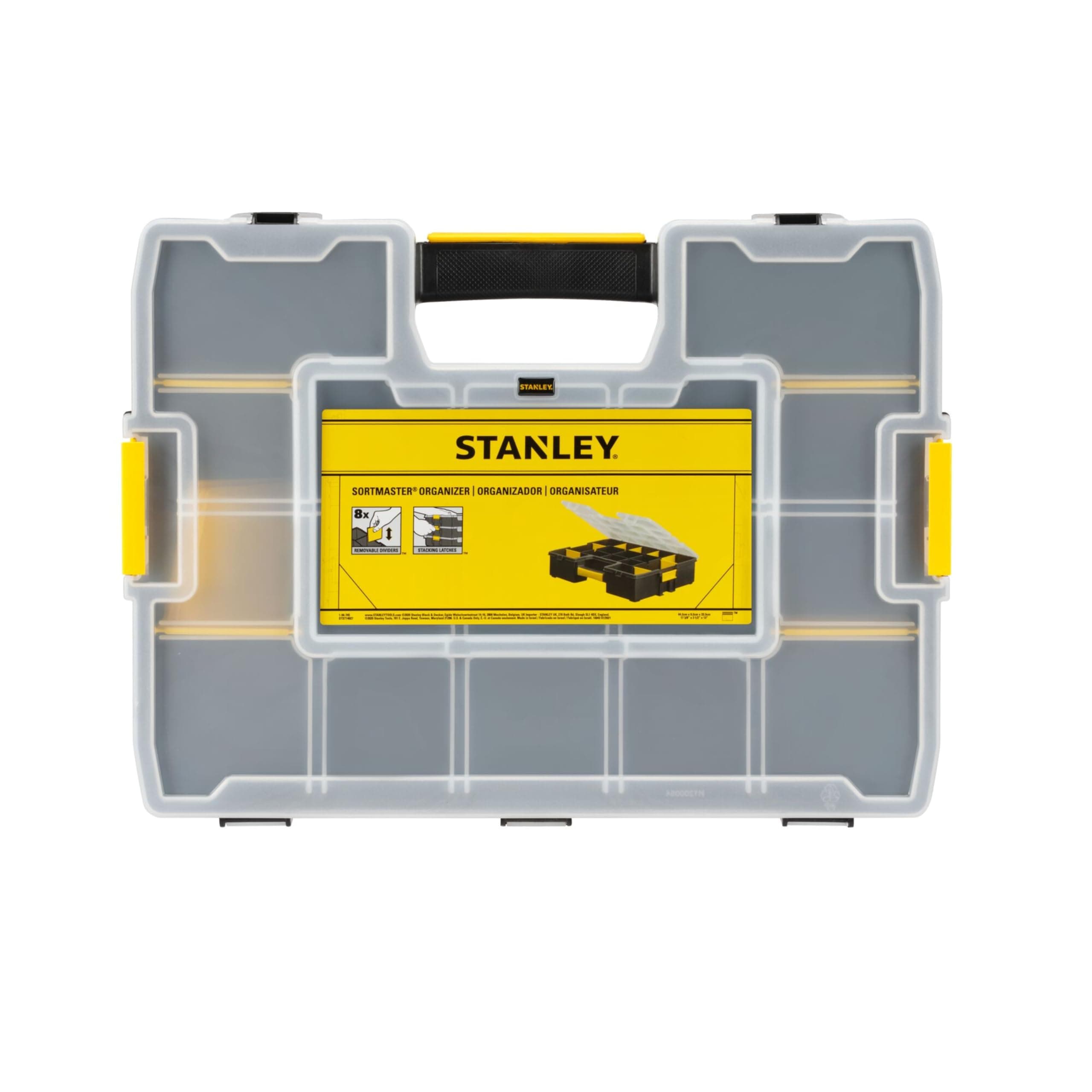 STANLEY 1-94-745 Sort Master 90D Angle Organizer For Small Fixings With Removable Dividers & Top Lid Lock, 7 Kg Load Capacity, 1024 Possible Configurations, 1 Year Warranty, 44.2x32.7x9.2 cm