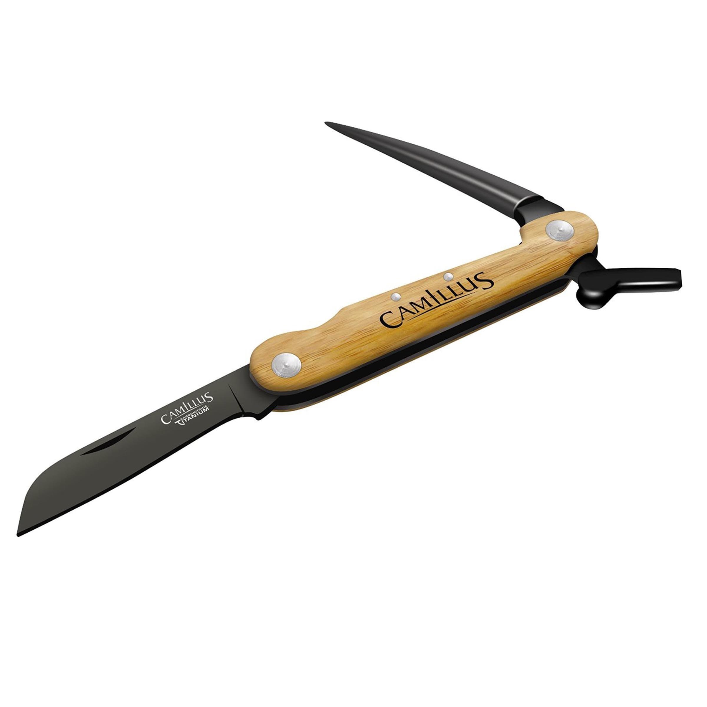 Camillus 7.5” Folder W/Marlin Spike Knife/Bamboo Handle/CARBONITRIDE Titanium™ / AUS-8
