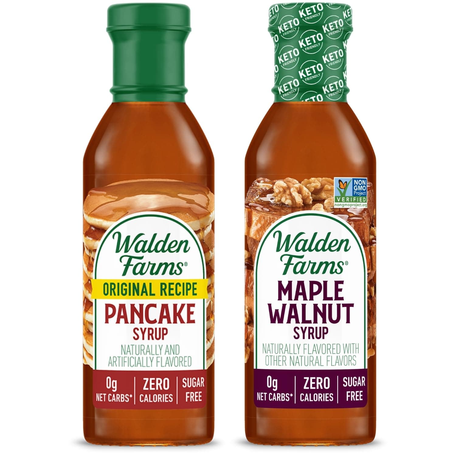 Walden Farms Syrup Variety Pack – Pancake & Maple Walnut – Zero Calorie, Sugar-Free, Low Carb, Keto-Friendly, Gluten-Free, Vegan – 12 oz Bottles (Pack of 2)