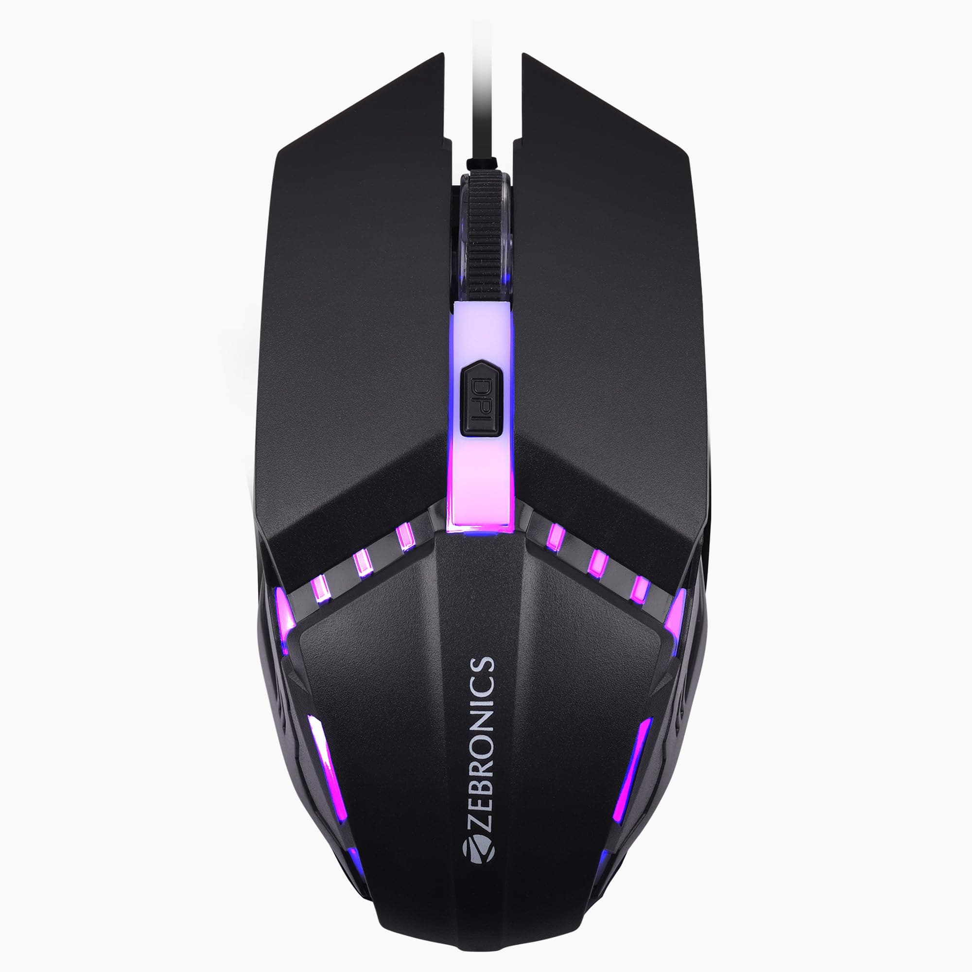Zebronics PHERO High Precision Wired Gaming Mouse with 4 Buttons, Rainbow LEDs, DPI Button, 800/1200/1600 DPI’s, Plug & Play, 3 Million Clicks, Just 80g for Smooth and Stress Free Gaming