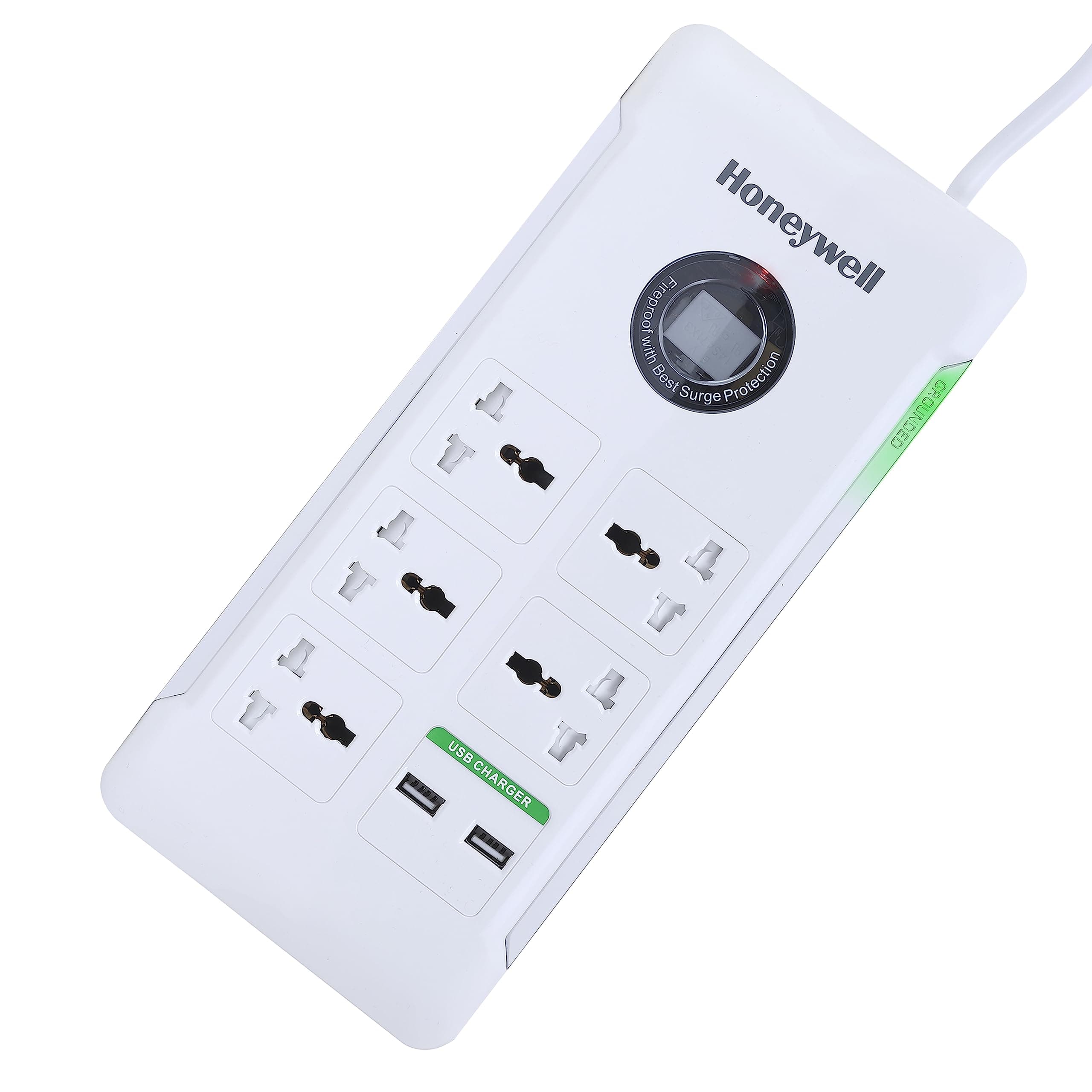 Surge Protector/Spike Guard/Extension Board, Master Switch, 5 Universal Sockets, 2USB Ports, 36000Amp, 1.5 Mtr Cord, Device Secure Warranty, X3 Fireproof MOV tech, 3Yr Manufacturer Warranty