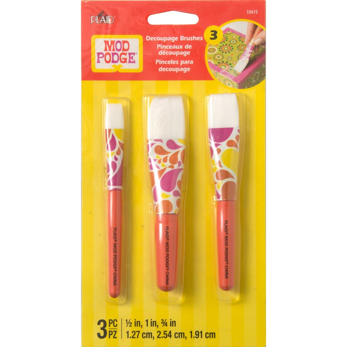 Mod Podge Short Handle Brush Set 3/Pkg-MP10615