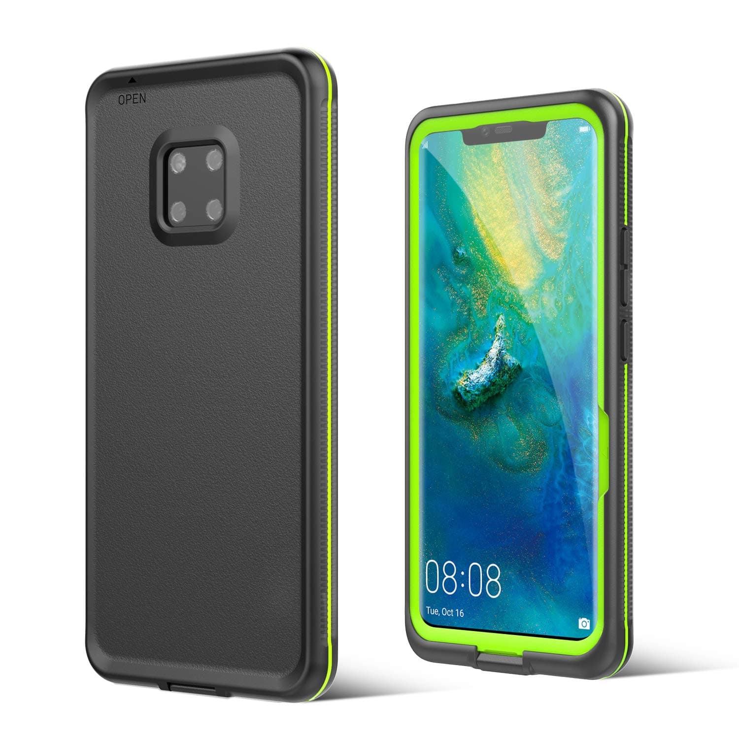 Compatible for Huawei Mate 20 Pro Case Waterproof Shockproof Full Body Heavy Duty Protection with Built-in Screen Protector (Green)