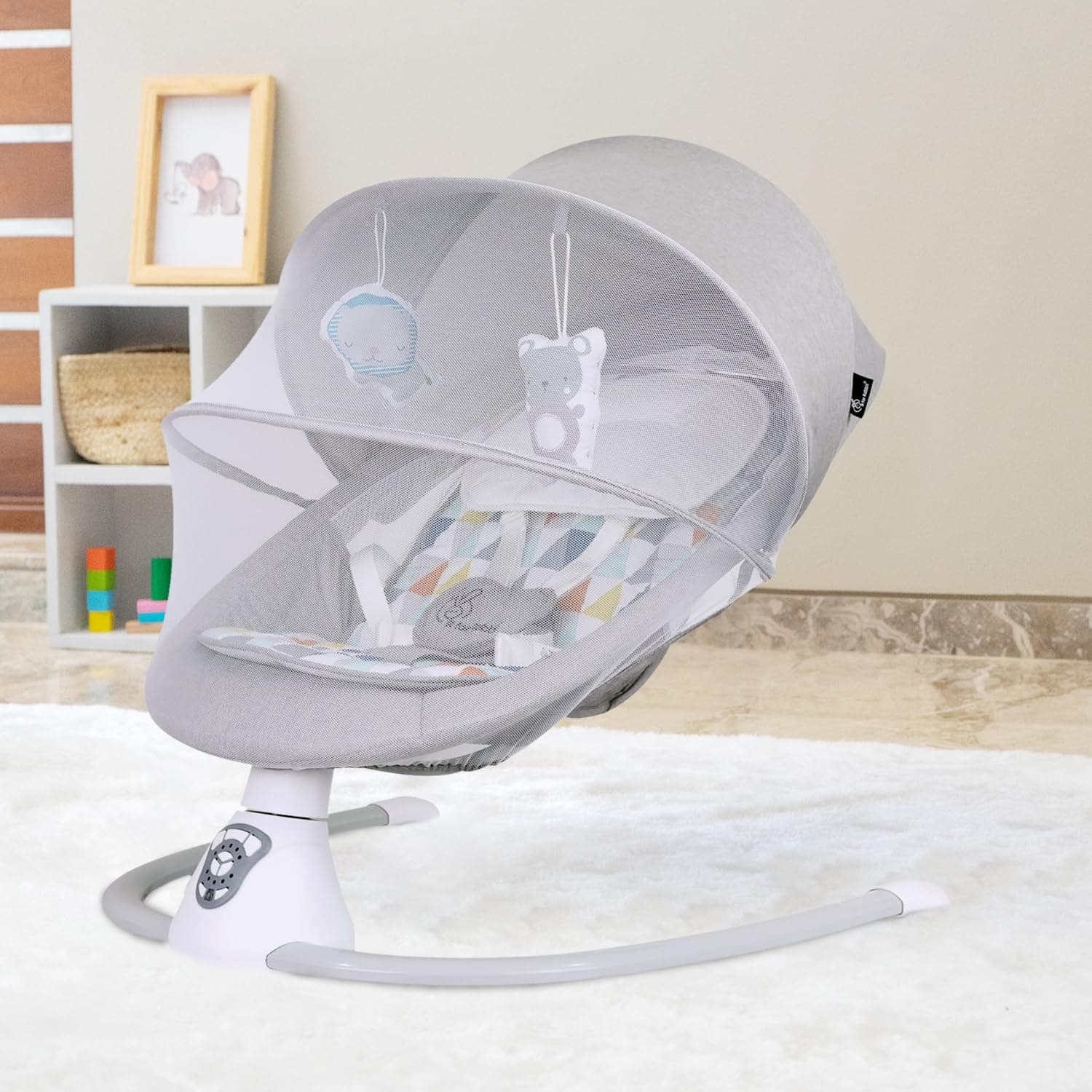 R for Rabbit Cocoon The Smart Auto Swing, Adjustable Rocking Chair with Music, Hanging Toys, Mosquito Net, Electric Baby Bouncer seat for Newborn Baby, Infant (Grey Multi)