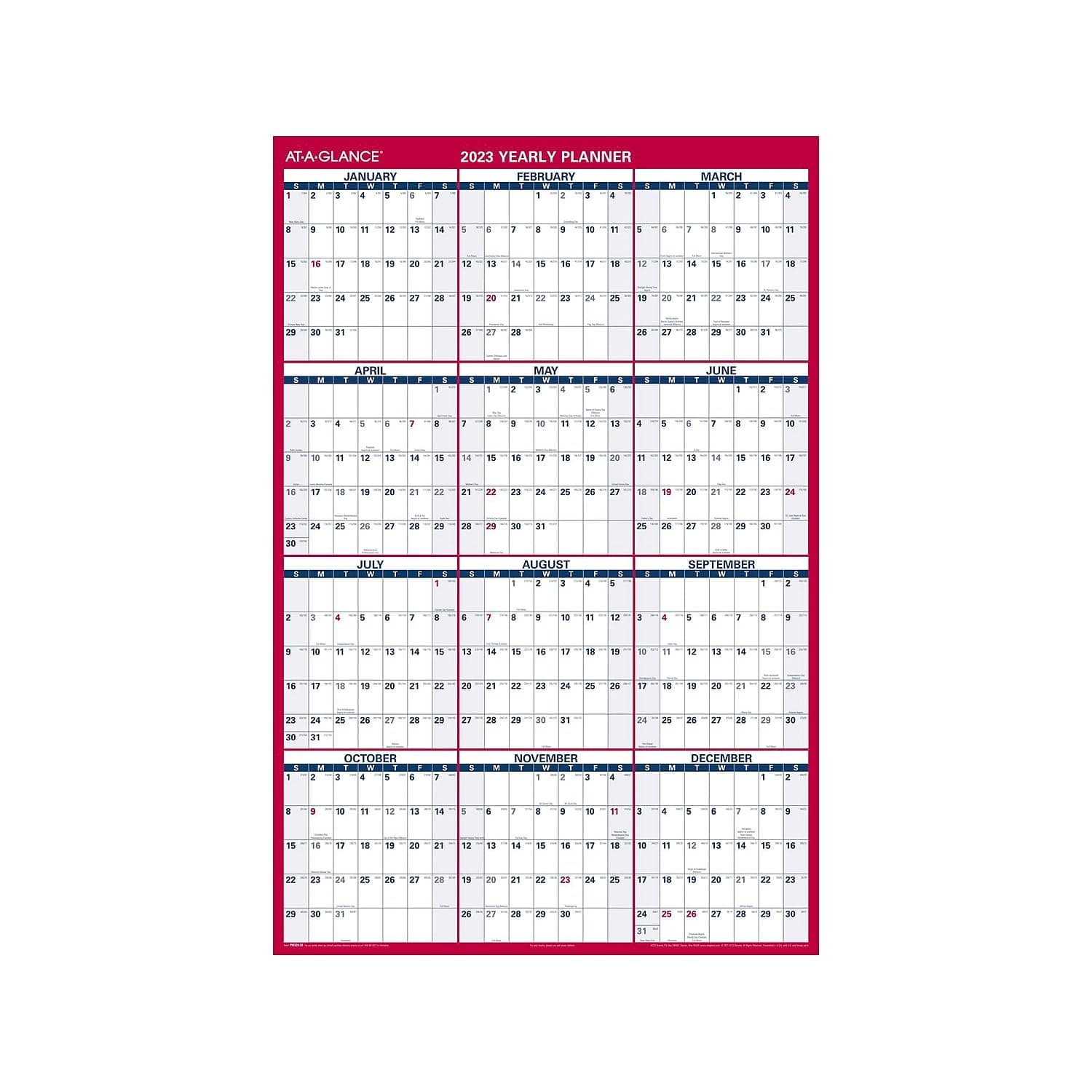 2023 Erasable Calendar, Dry Erase Wall Planner, 48" x 32", Jumbo, Vertical/Horizontal, Reversible (PM32628),XL,2023 old Edition