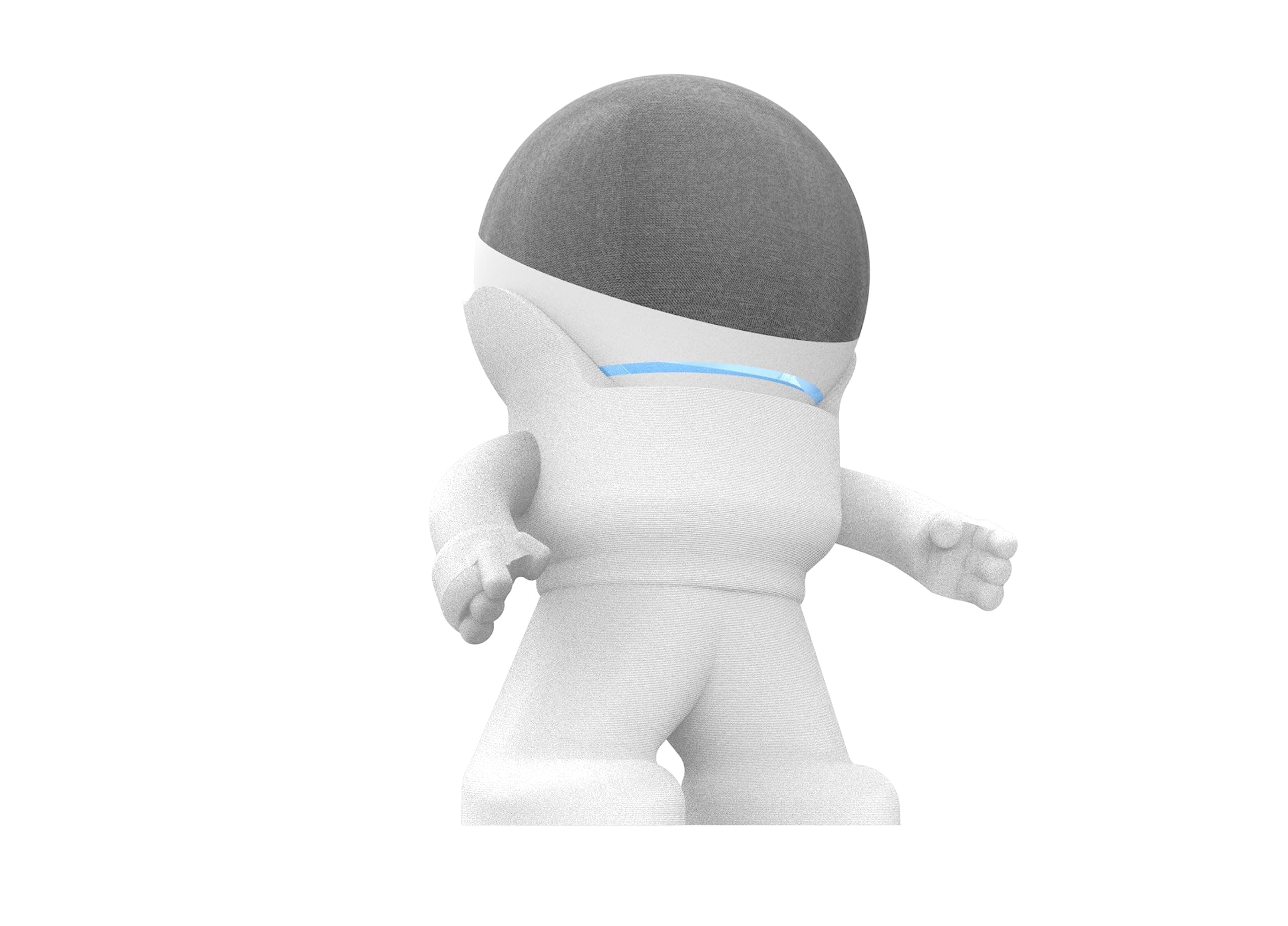 Splin Alexa Smart Speaker Echo Dot 4th or 5th Gen Desktop Stand Stand - Amazon- Mr. Bill (White)