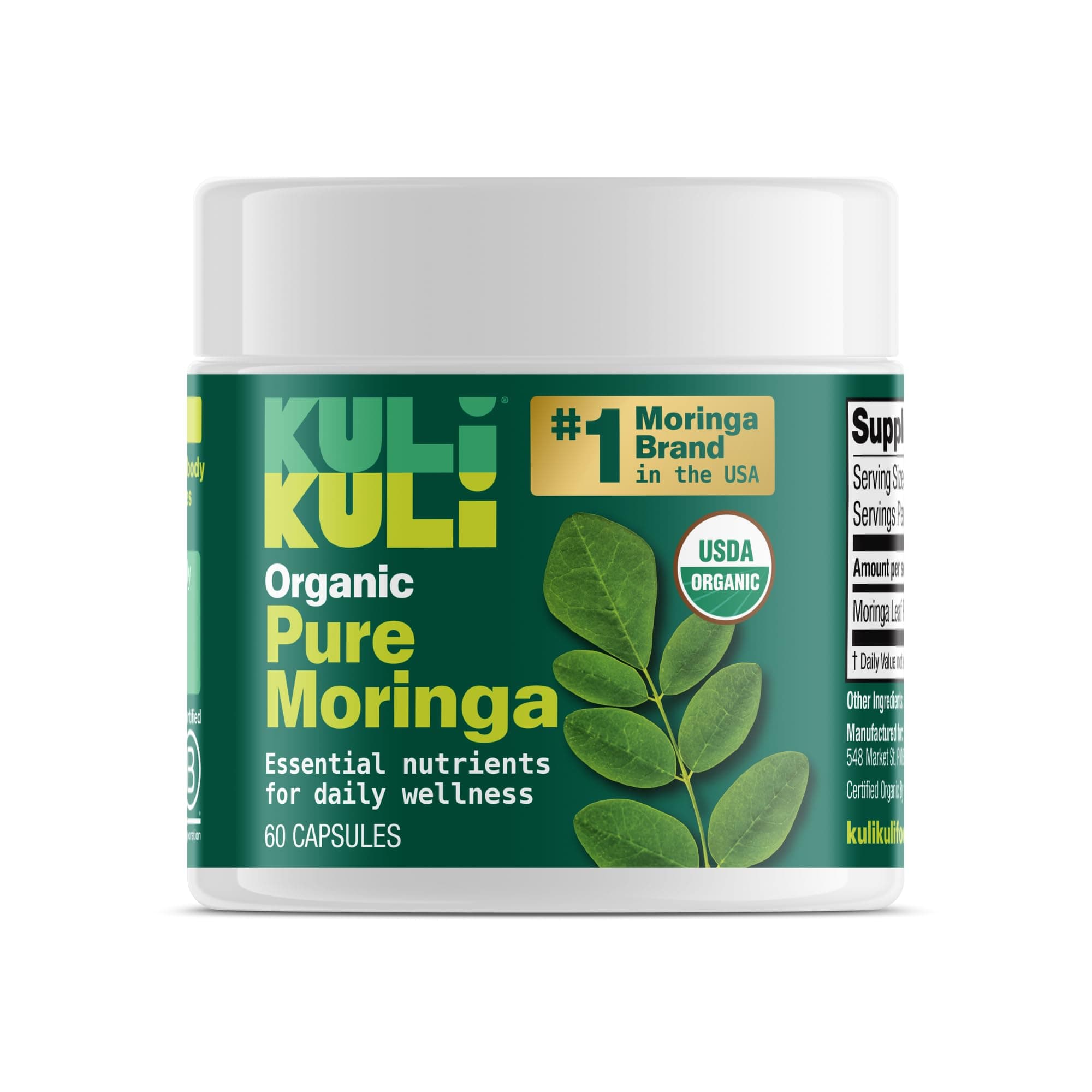 KULI KULI Organic Pure Moringa Capsules, 60 CT