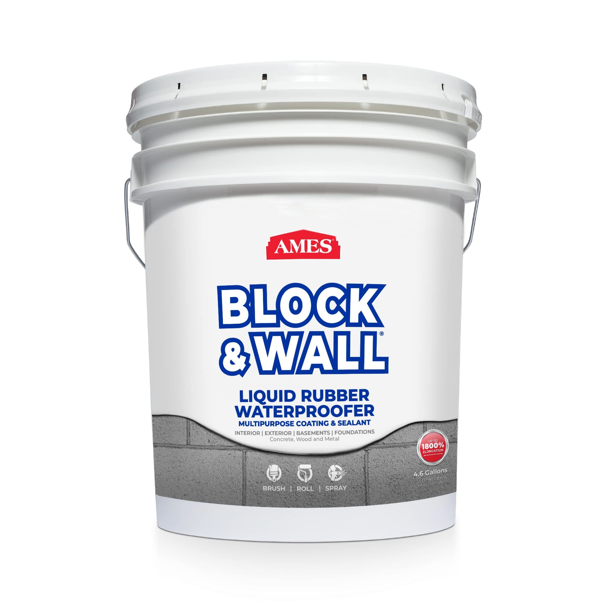 AMES Block & Wall | High Strength Elastomeric Liquid Rubber, 5 Gallon White