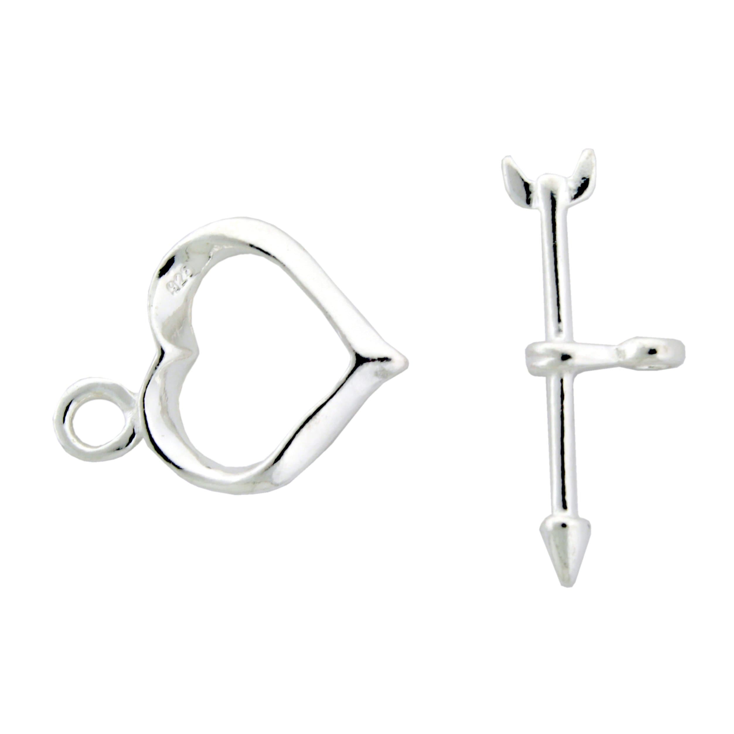 Sterling Silver Heart and Arrow Toggle Clasp 12mm