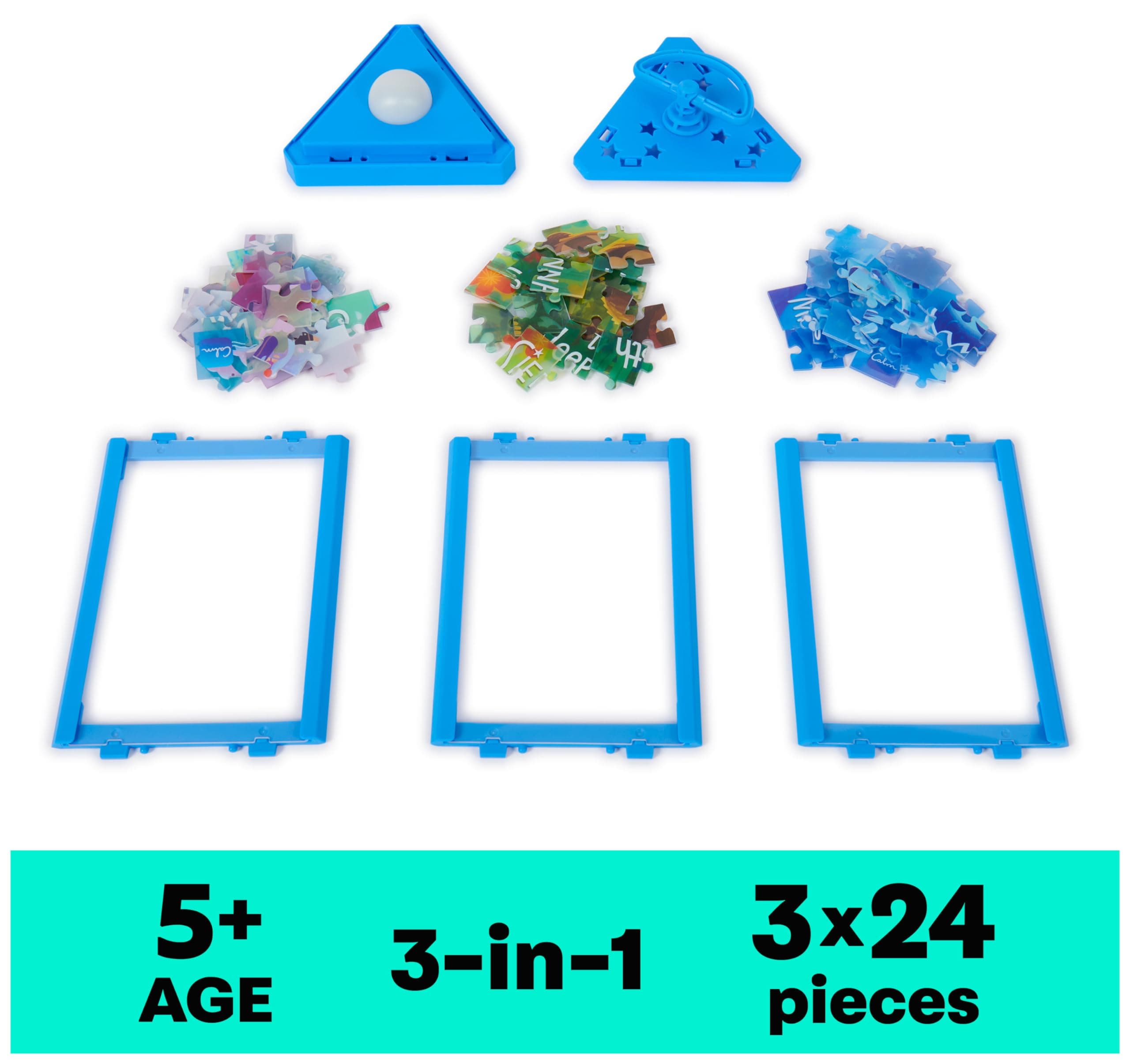 Spin Master Games Calm App, 3-in-1 Glowing Lantern, 24-Piece Puzzles for Kids with 30 Day Calm Subscription for Relaxation Stress Relief, for Kids Ages 5+