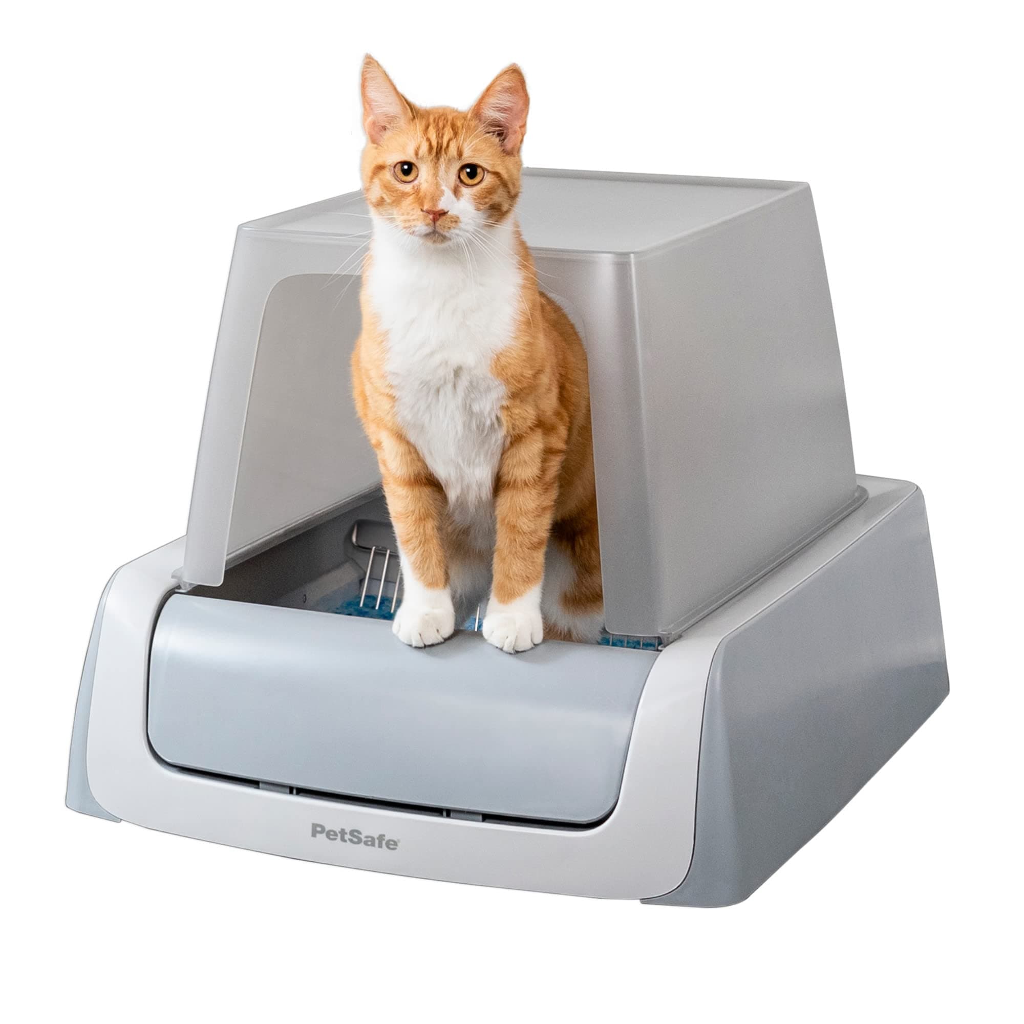 PetSafe Scoopfree Automatic Self-Cleaning Covered Cat Litter Box - Includes Disposable Trays with Crystal Litter & Hood - 2Nd Generation, Grey