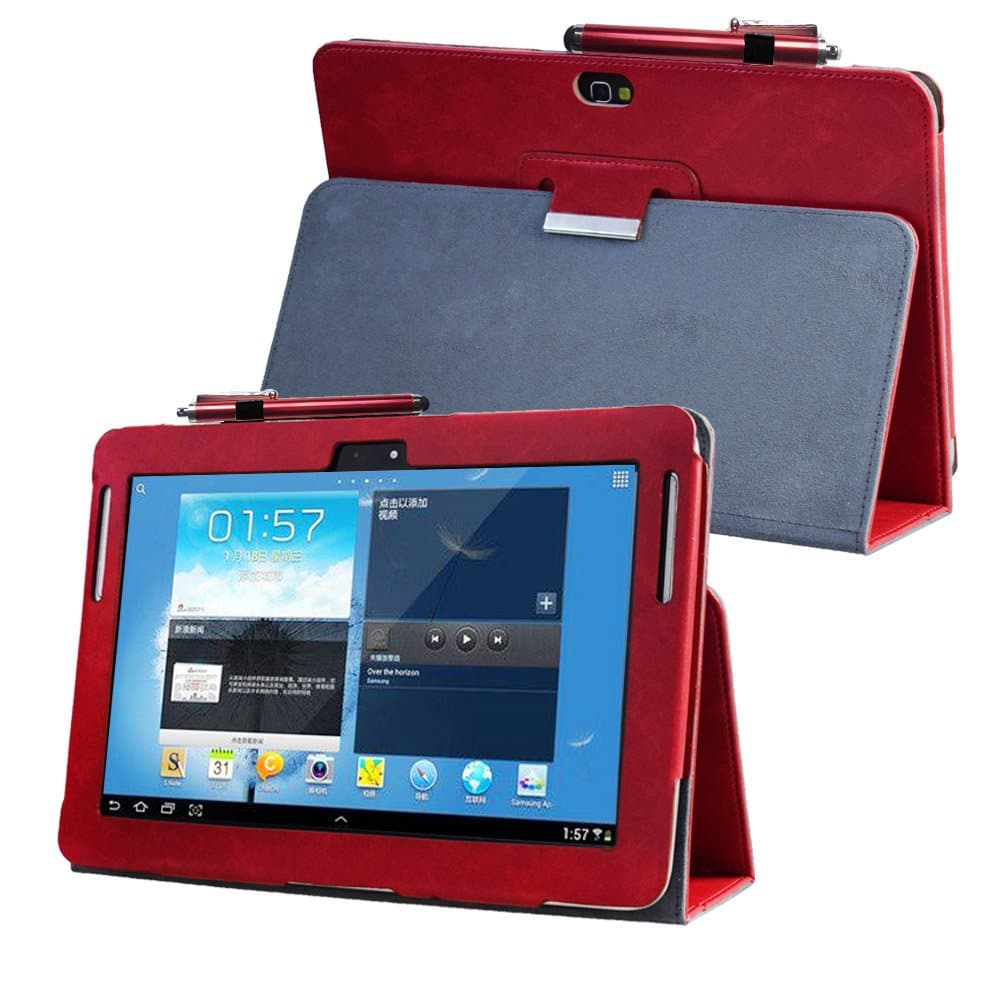 AFesar Samsung Galaxy Note 10.1 (2012 Edition) GT N8013 N8000 Flip case Cover - SCH-I925 Folio Stand Back Book Cover for GT-N8010 N8005 N8020 Tablet Pu Leather Case (Red)