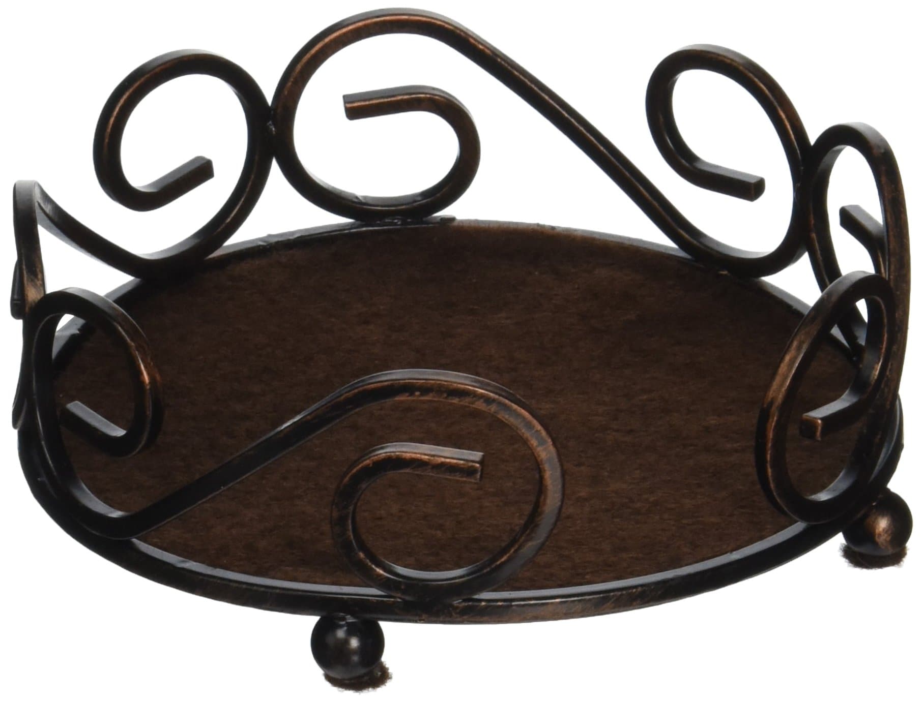 Bronze Cast Iron Scroll Coaster Holder Holds 4-4” Round Coasters