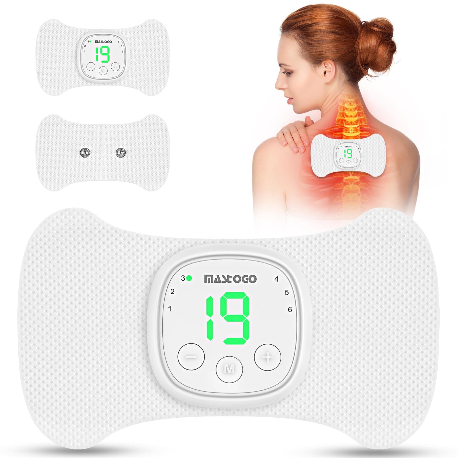 Wireless TENS Unit - 6 Mode 19 Intensity with Screen Display Portable Mini TENS Unit Massager - TENS Unit Muscle Stimulator for Back, Sciatica, Shoulder Pain Relief